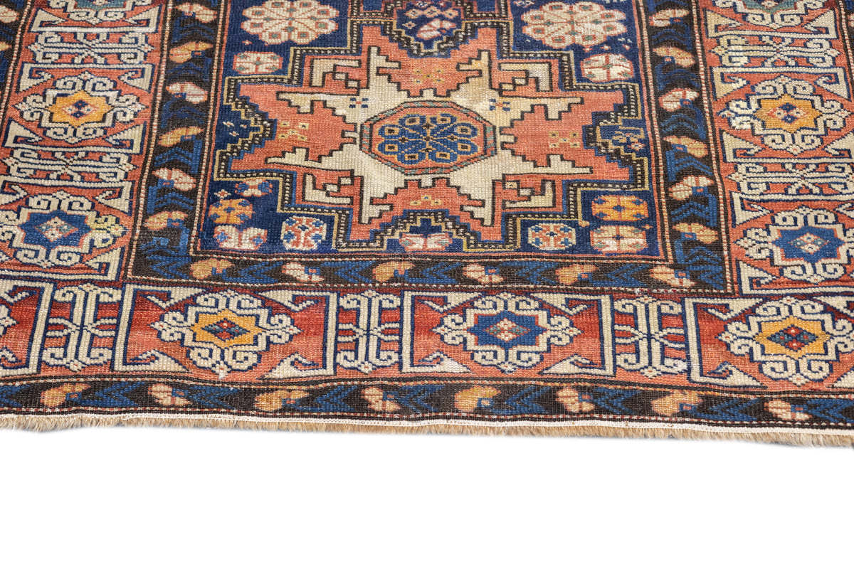 Antique Caucasian Lezgi Rug 3'7'' x 5'1''