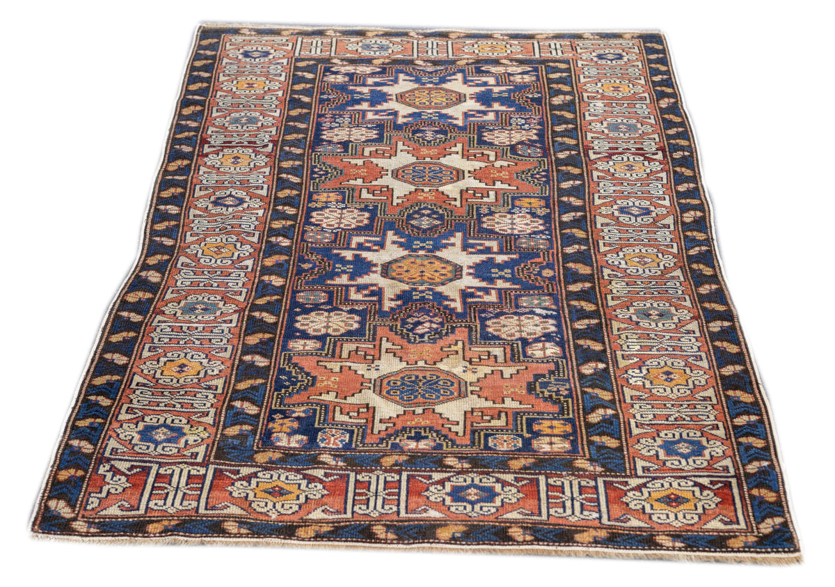 Antique Caucasian Lezgi Rug 3'7'' x 5'1''
