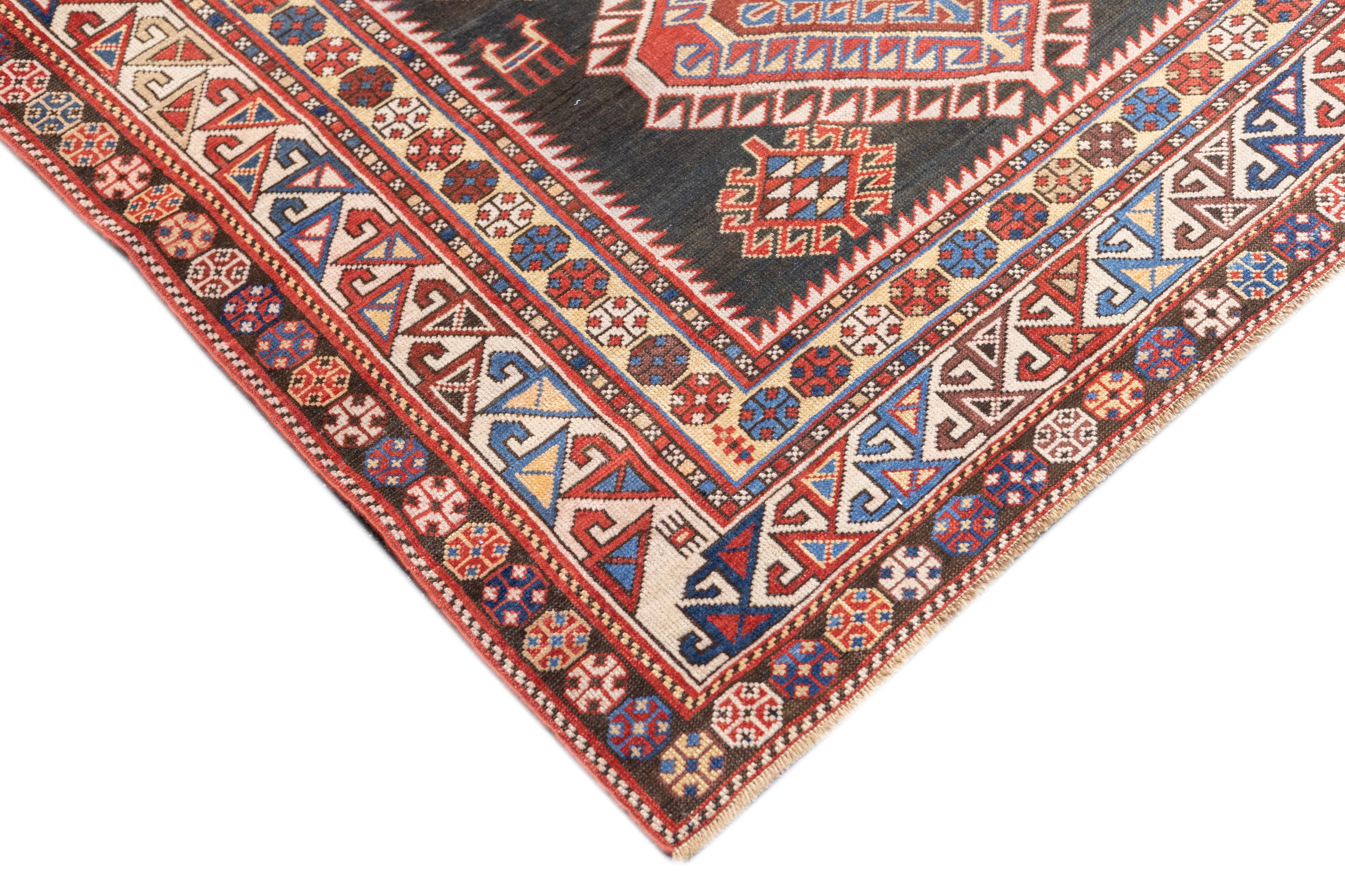 Antique Caucasian Shirvan Rug 4'0" x 9'0"