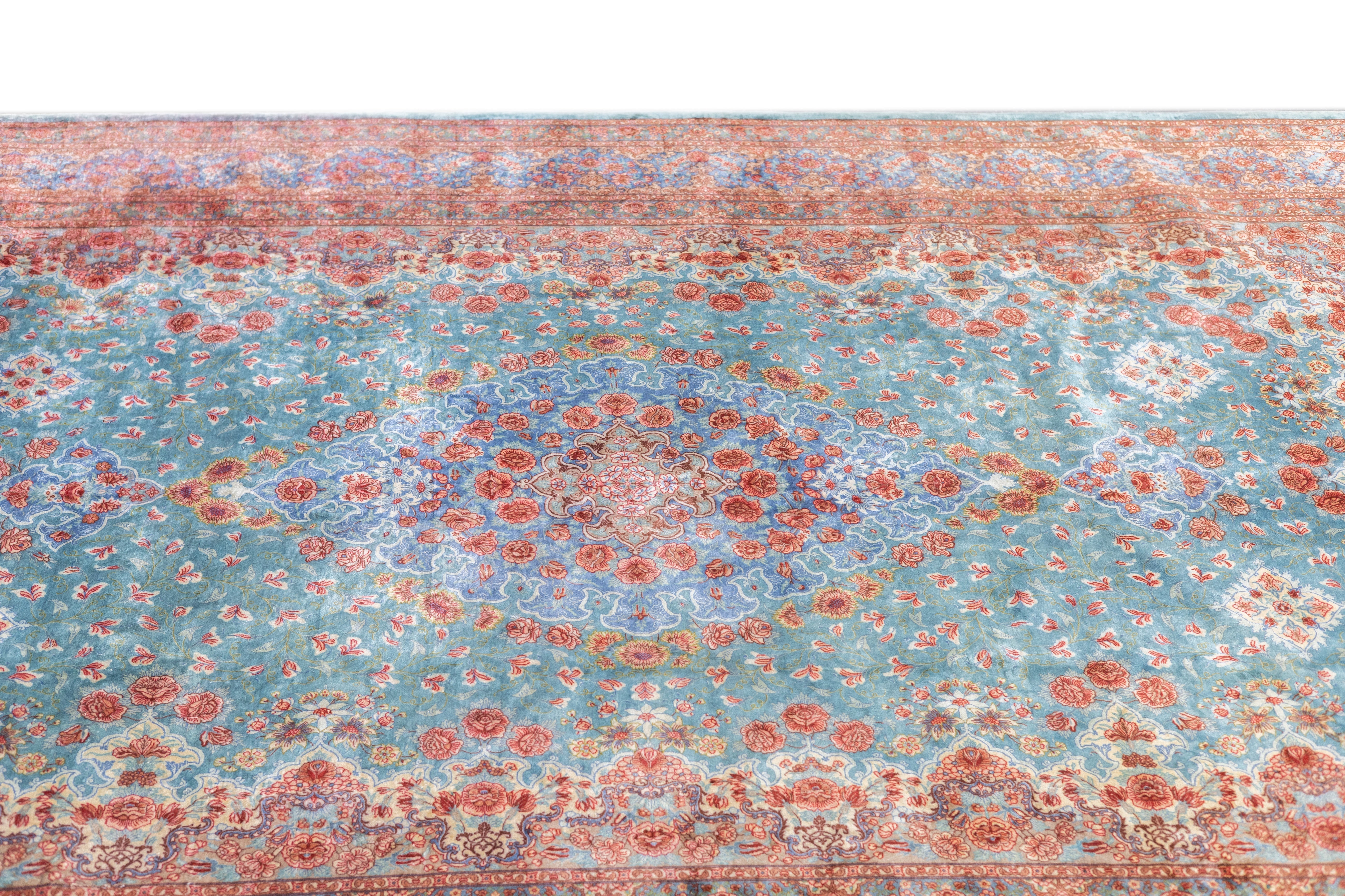Extremely Fine Vintage Silk Qum Rug 6'3'' x 10'2''