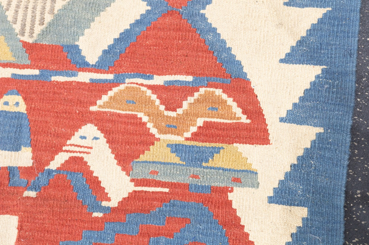 Fine Turkish Tribal Kilim Flat Weave Wool Rug 2'11" x 3' 7''
