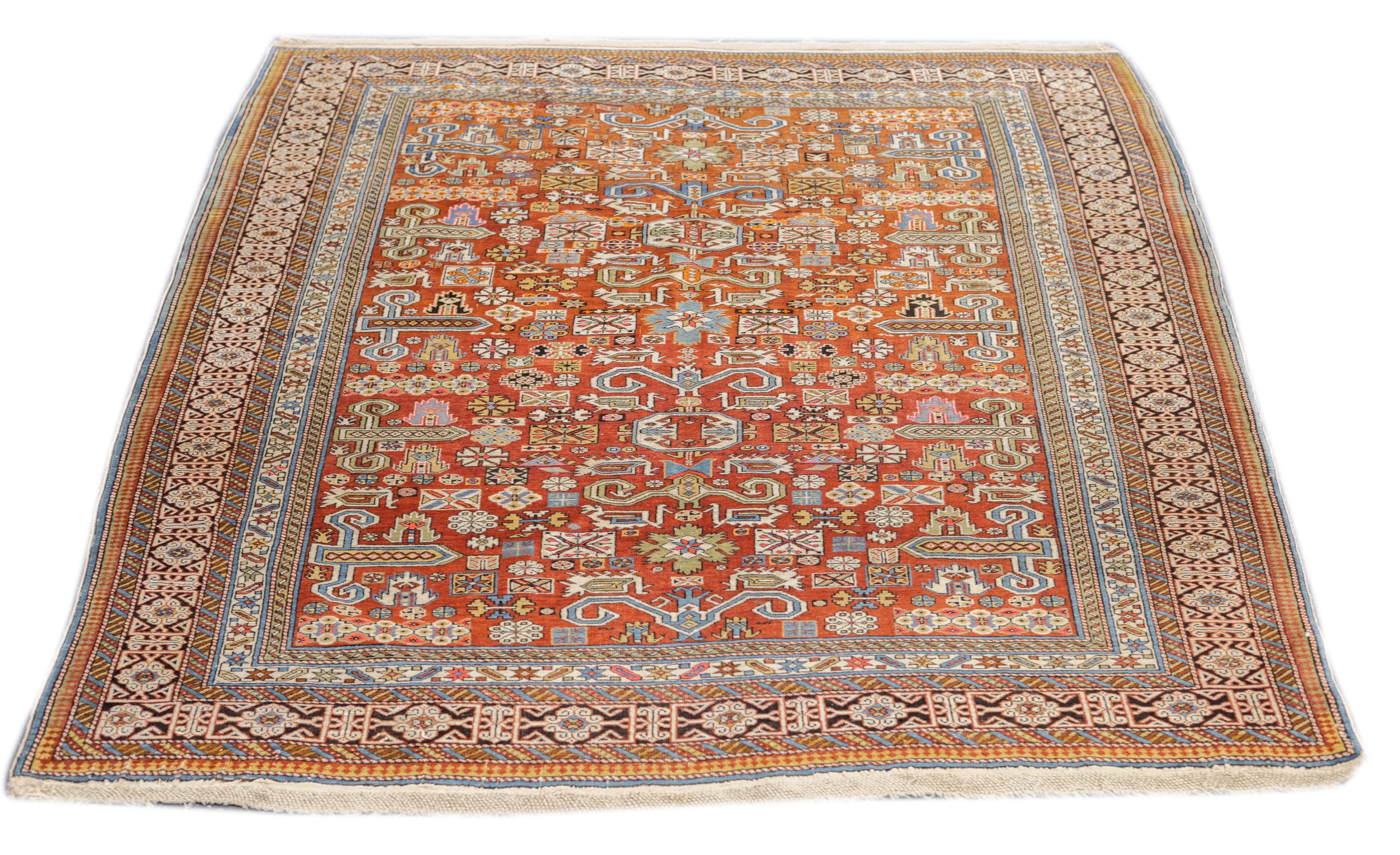 Antique Caucasian Perpedil Rug 5' x 5'7''