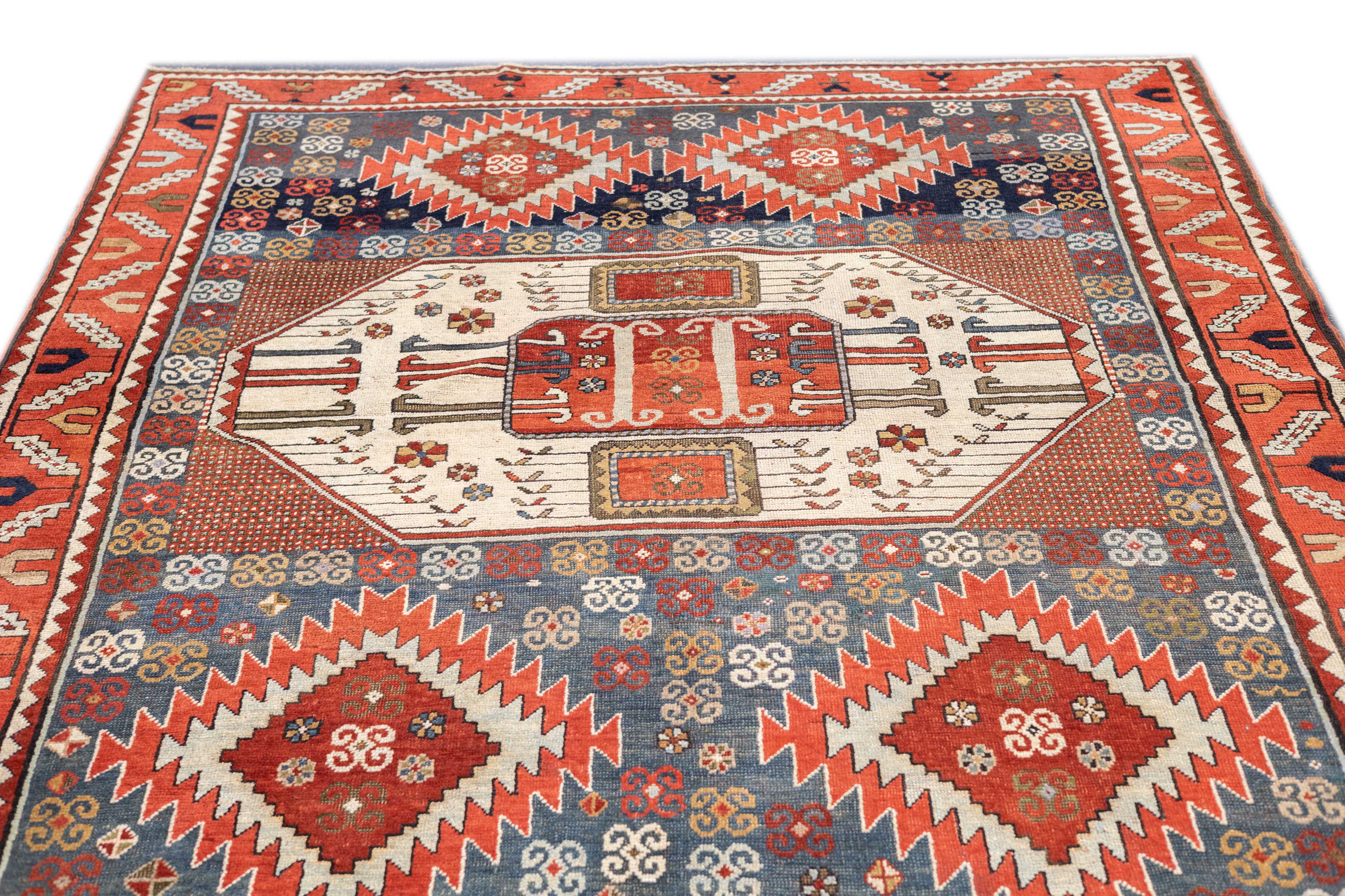 Antique Caucasian Kazak Rug 6'8'' x 7'11''