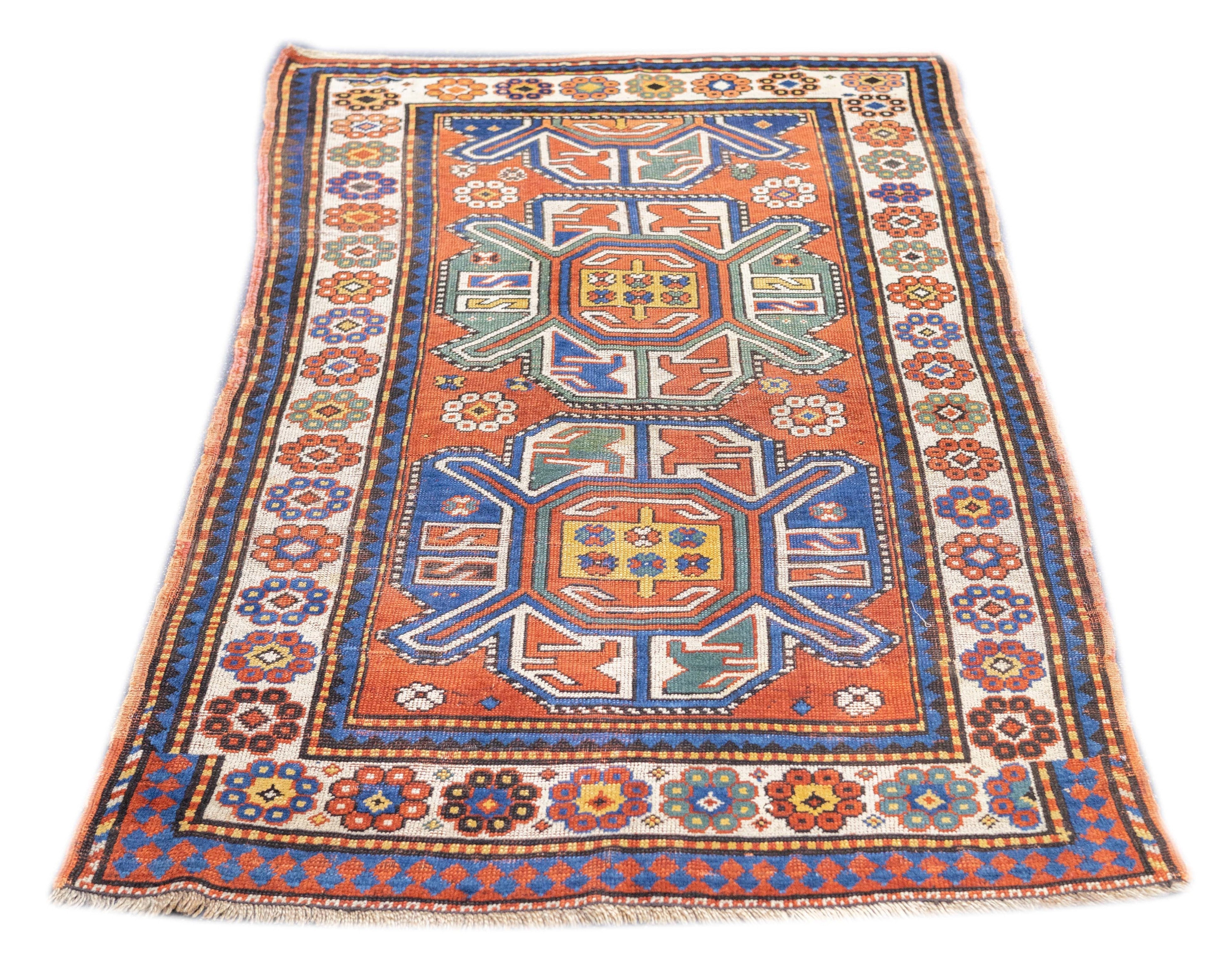 Antique Caucasian Kazak Rug 3'5'' x 6'3''