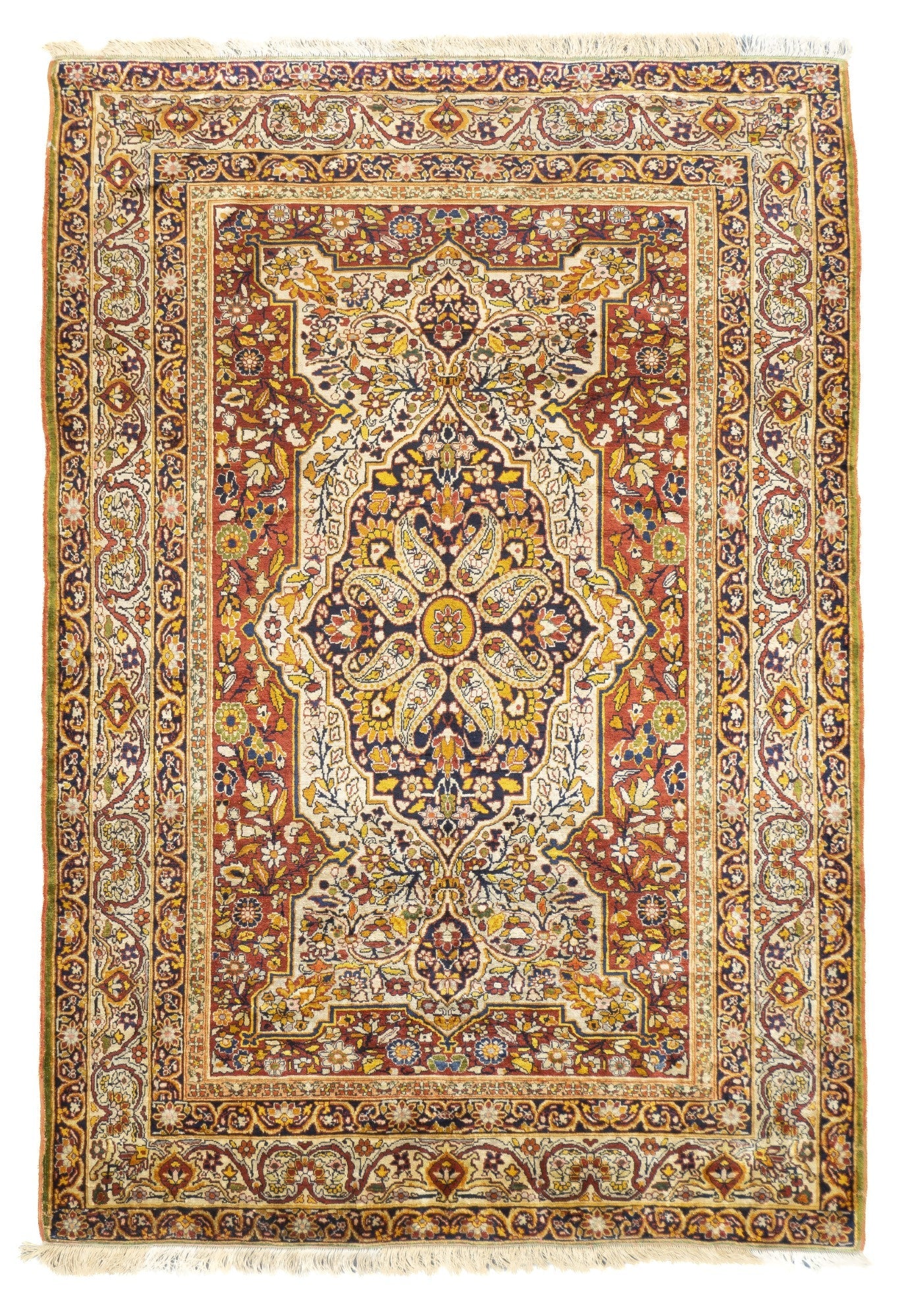 Antique Silk Kerman Rug 4'5'' x 6'3''