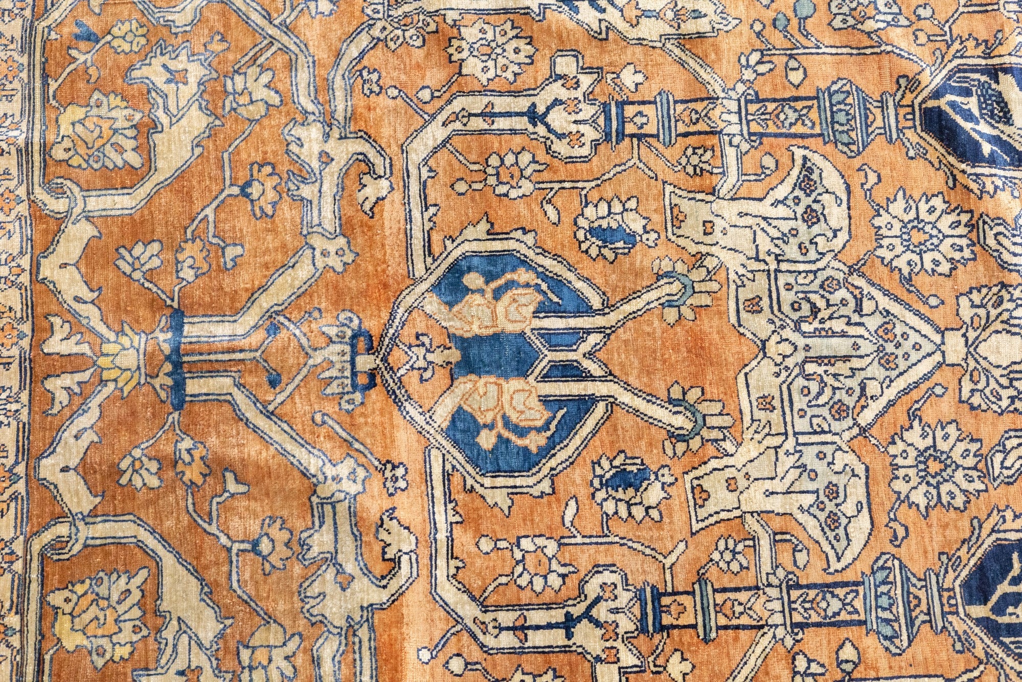 Antique Silk Heriz Rug 4' 6" x 5' 10"
