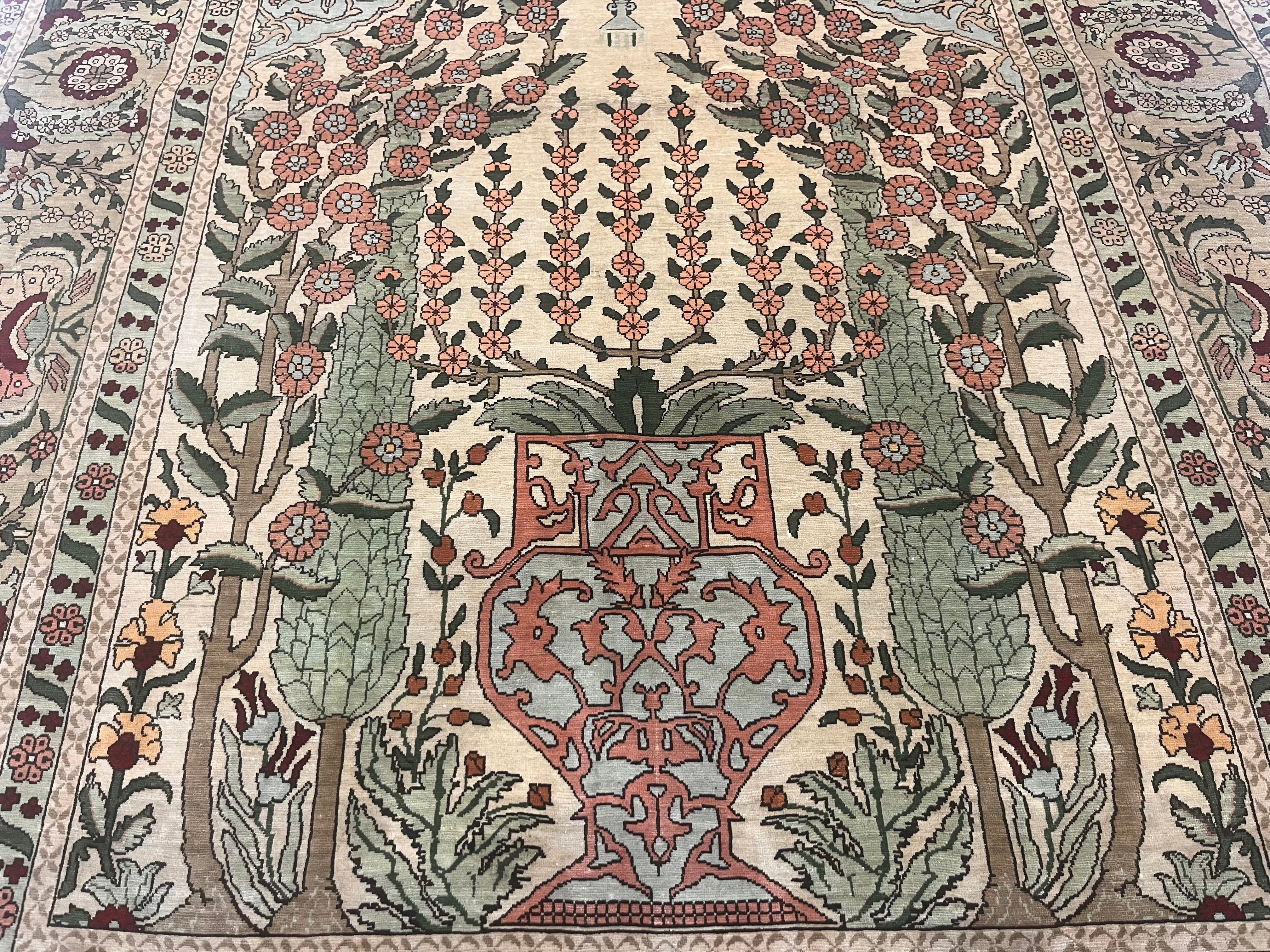 Antique Silk Hereke Rug 3' 4'' x 5' 1"
