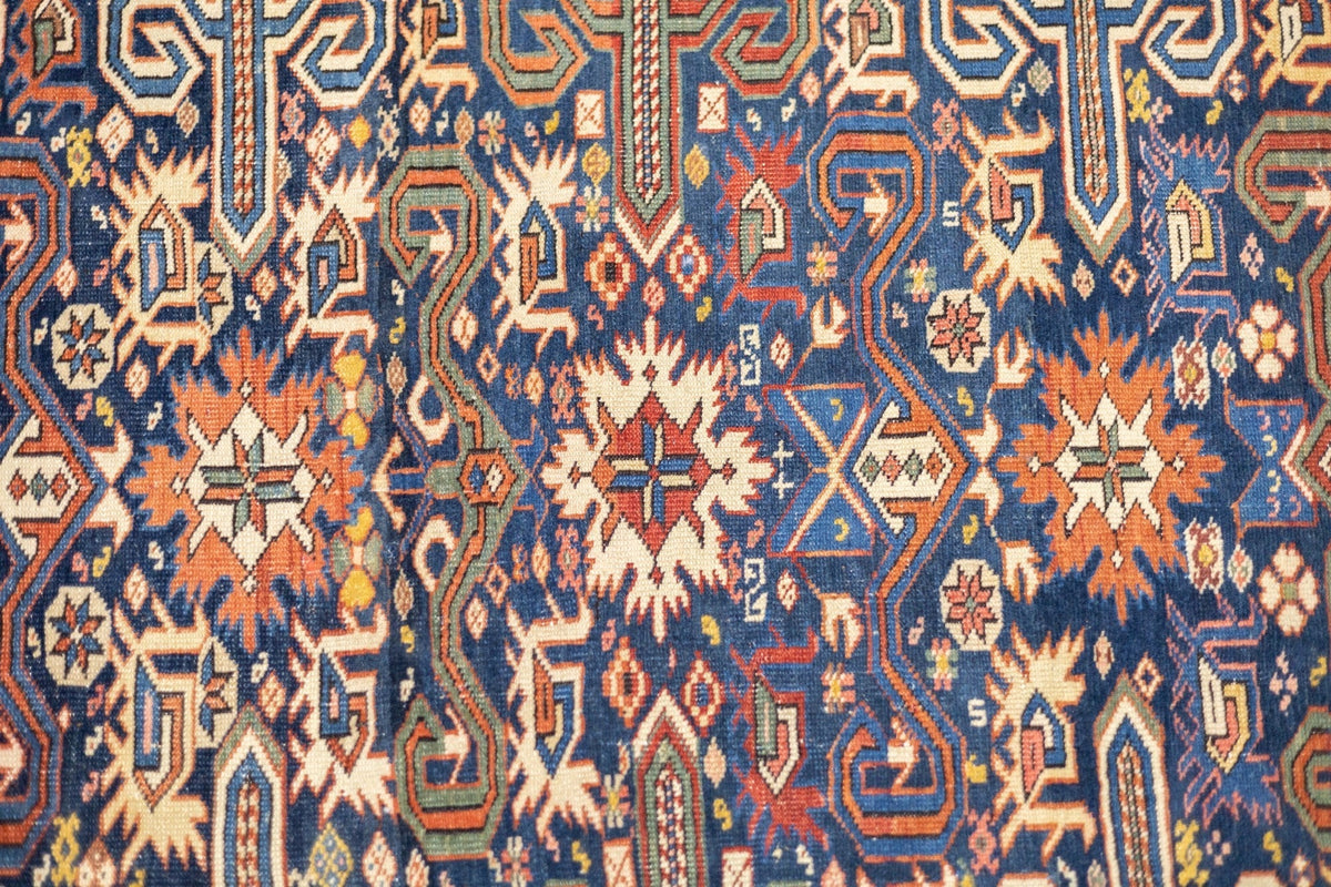 Antique Caucasian Perpedil Rug 3'7'' x 4'10''
