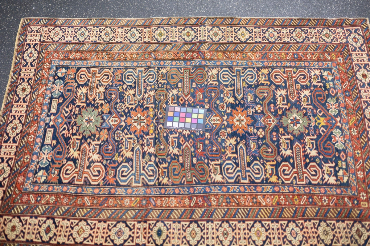Antique Caucasian Perpedil Rug 3'7'' x 4'10''