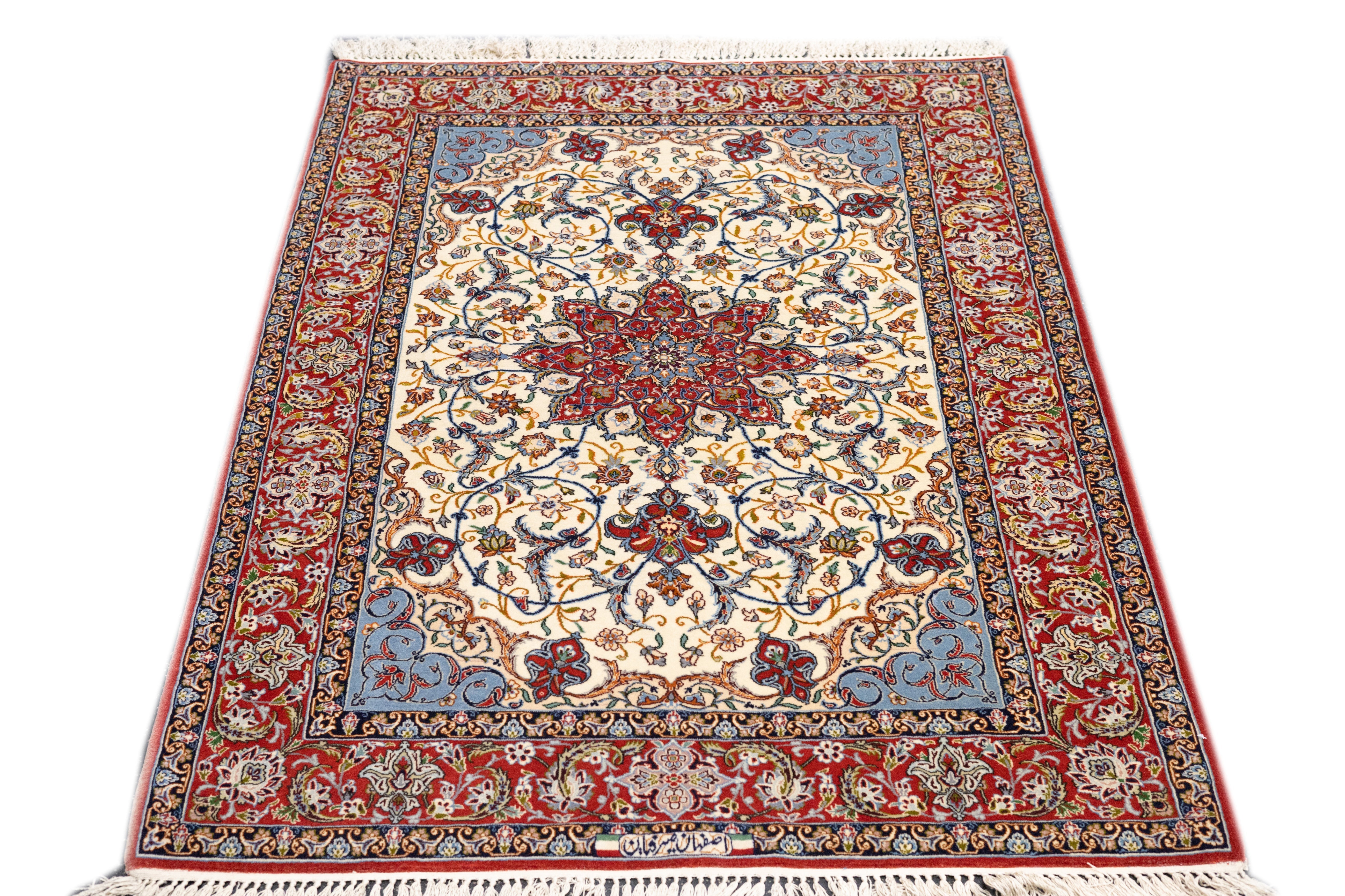 Extremely Fine Isfahan Wool & Silk Rug 3'8'' x 5'3''