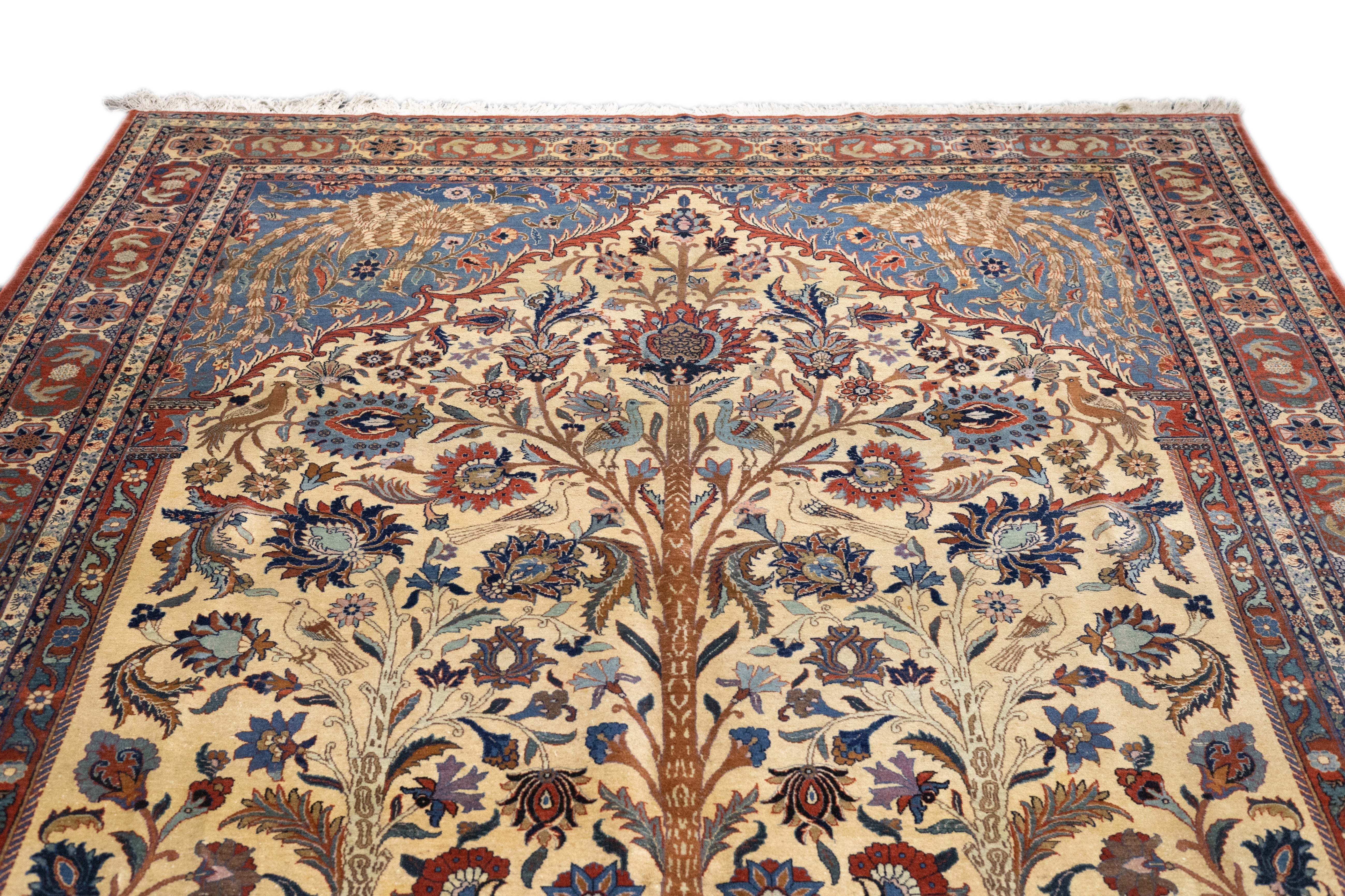 Fine Antique Isfahan Tree of Life Rug 8'5'' x 11'8''