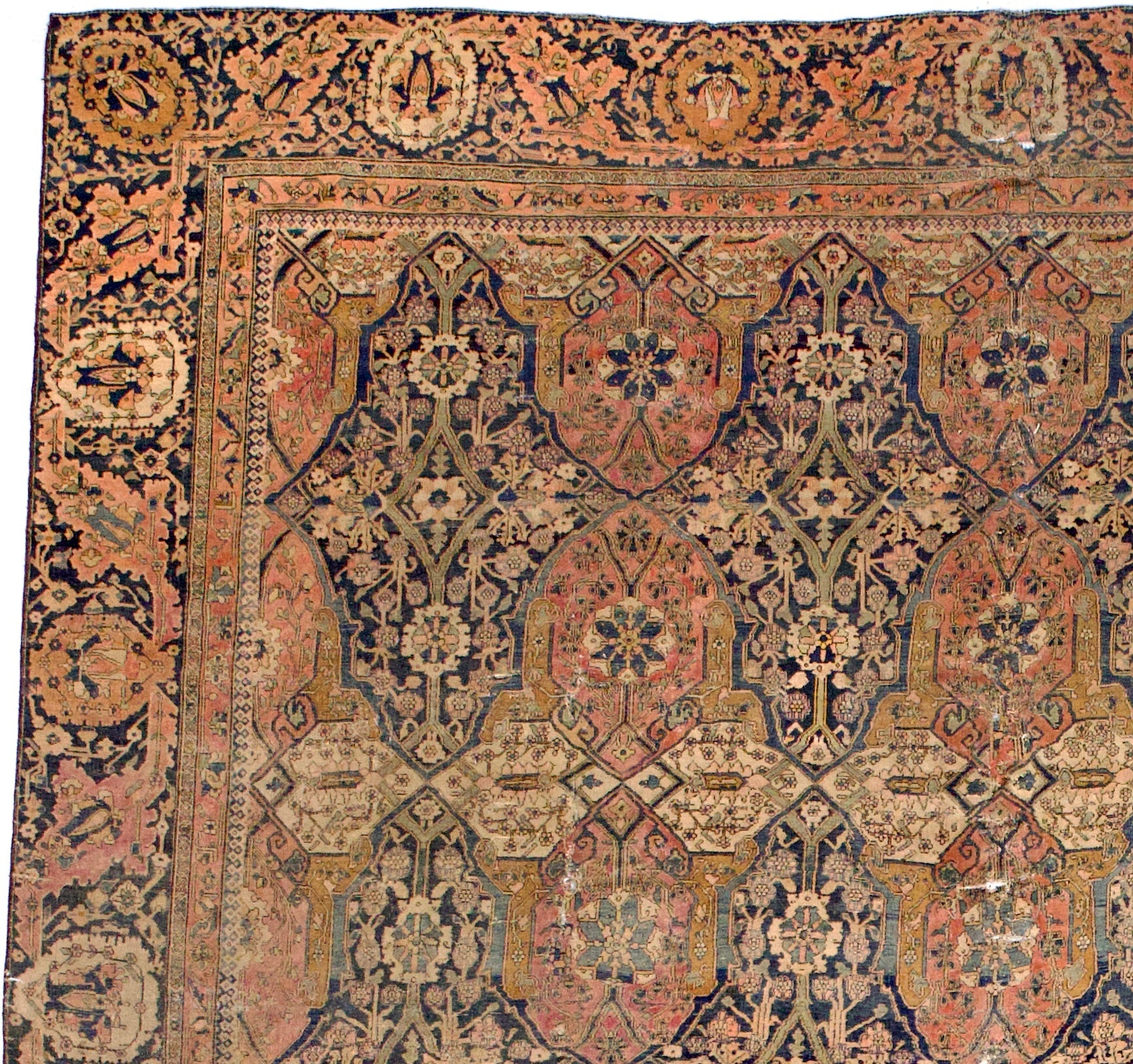 Antique Mohtasham Kashan Rug 9' 2" x 12' 5''