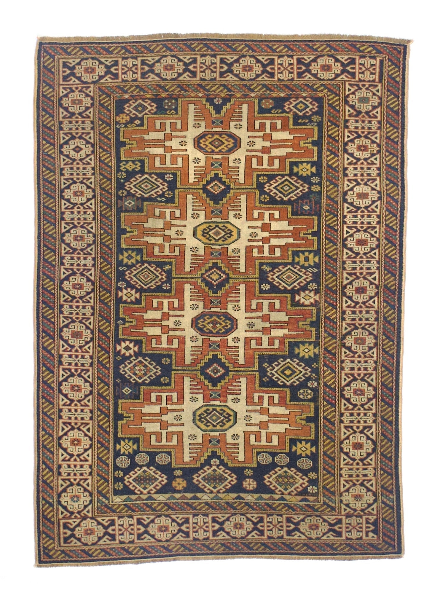 Antique Caucasian Lezgi Rug 3' 8" x 5' 3"