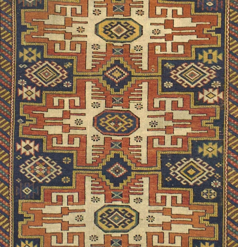 Antique Caucasian Lezgi Rug 3' 8" x 5' 3"