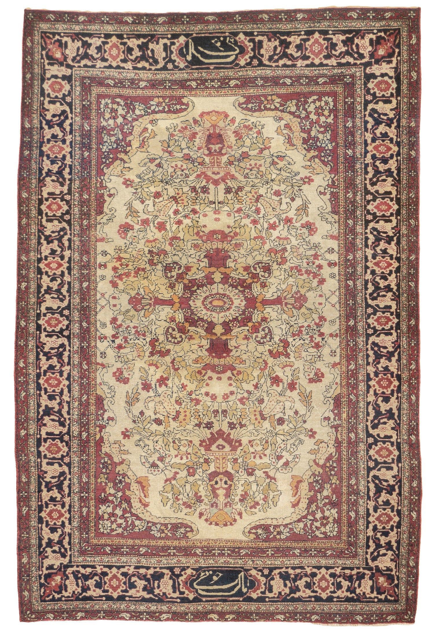 Fine Antique Persian Lavar Kerman SIgned by Master Weaver
