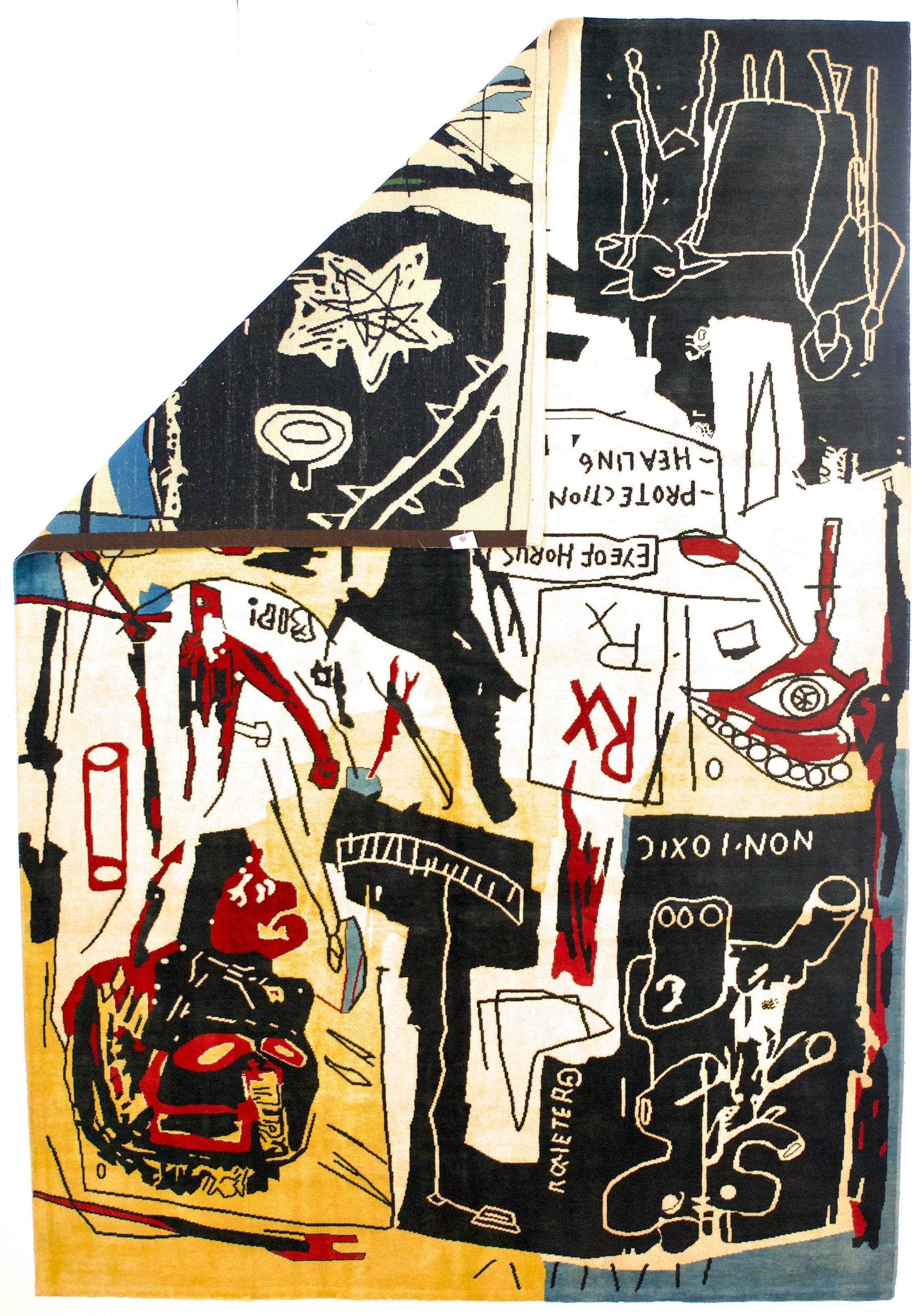 Fine French Wool Rug After Basquiat 6'8" x 9' 8"