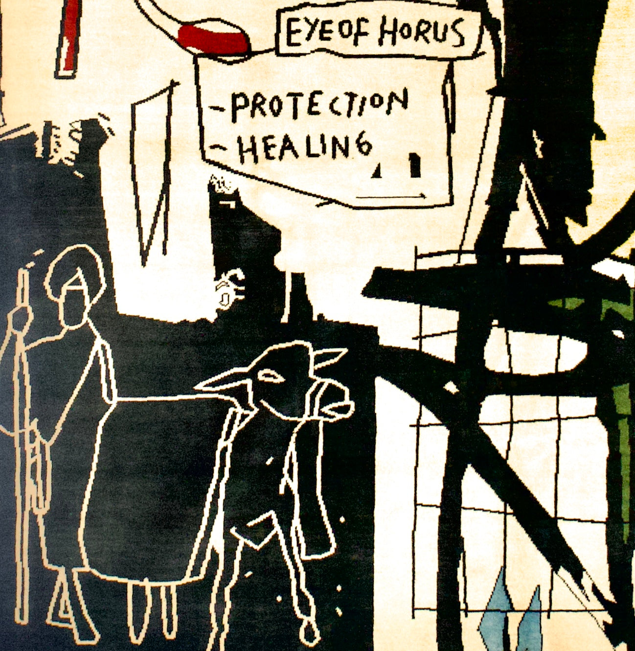 Fine French Wool Rug After Basquiat 6'8" x 9' 8"