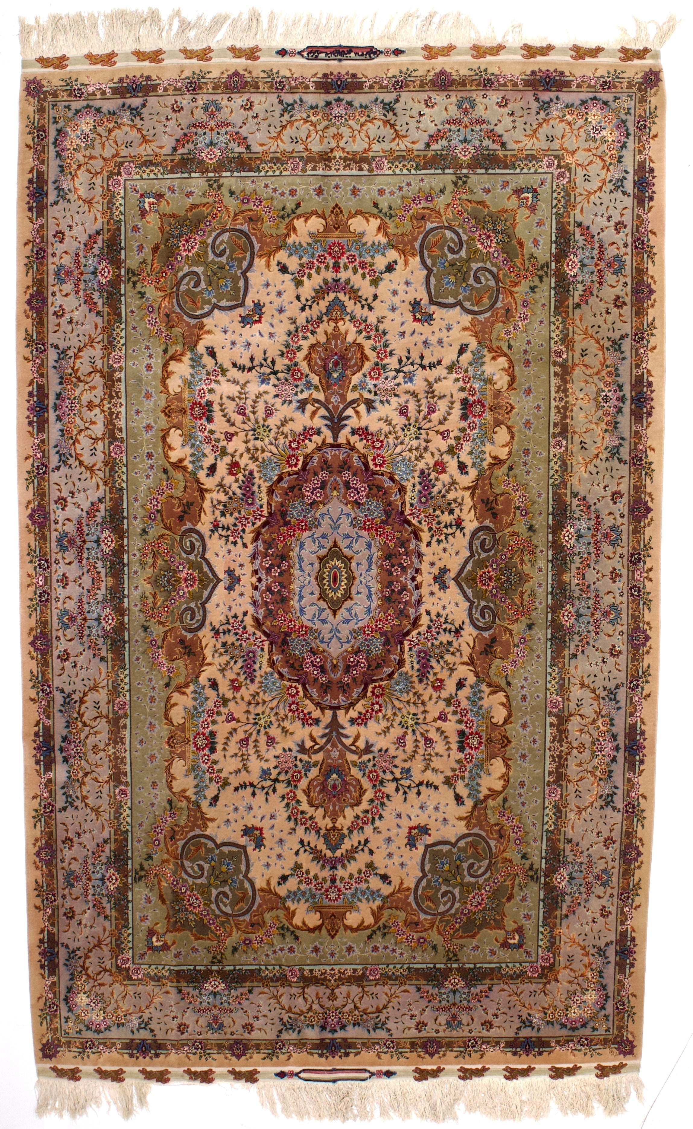 Extremely Fine Tabriz Signed by Master Weaver Rug 6'5" x 10' 7"