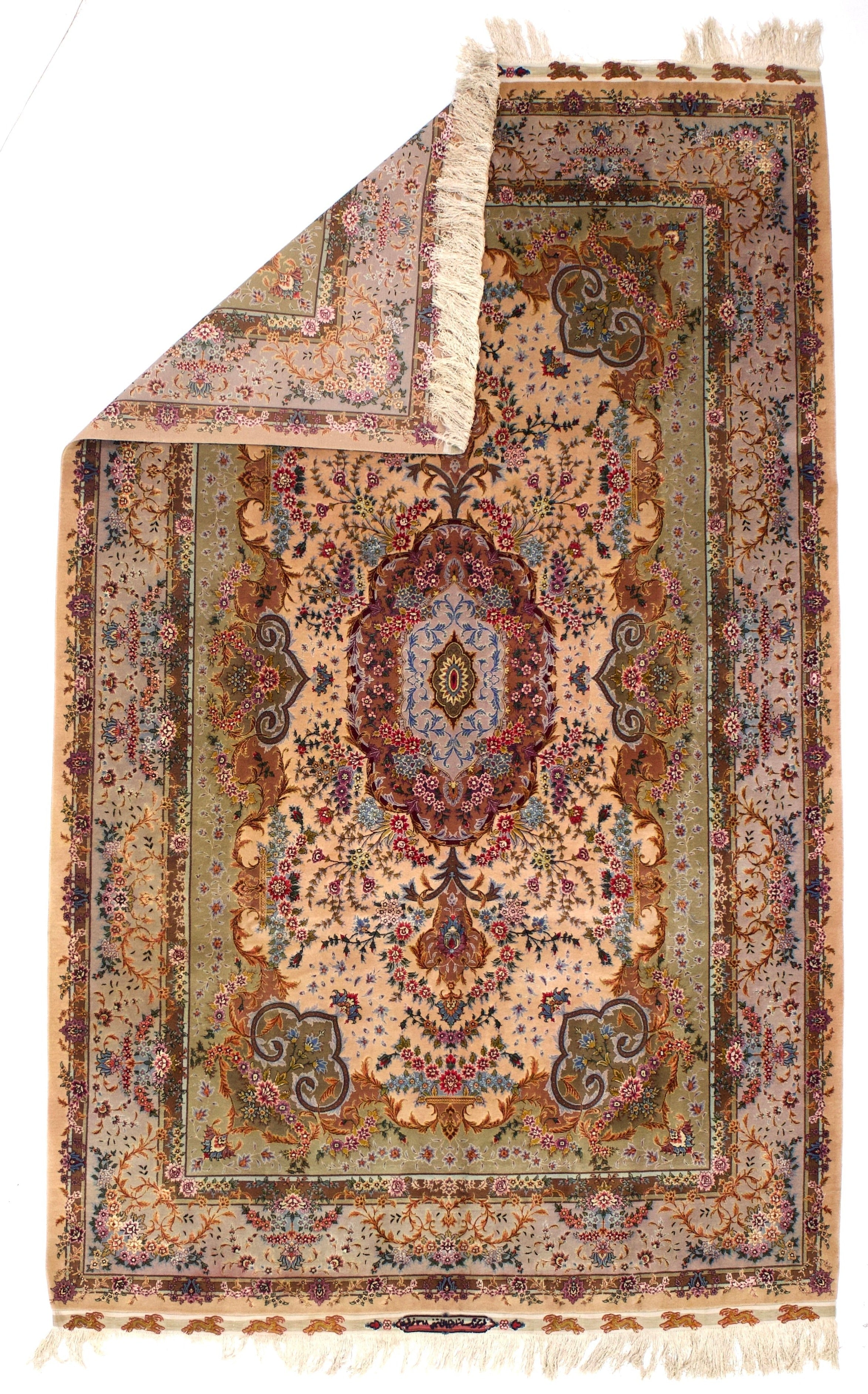 Extremely Fine Tabriz Signed by Master Weaver Rug 6'5" x 10' 7"