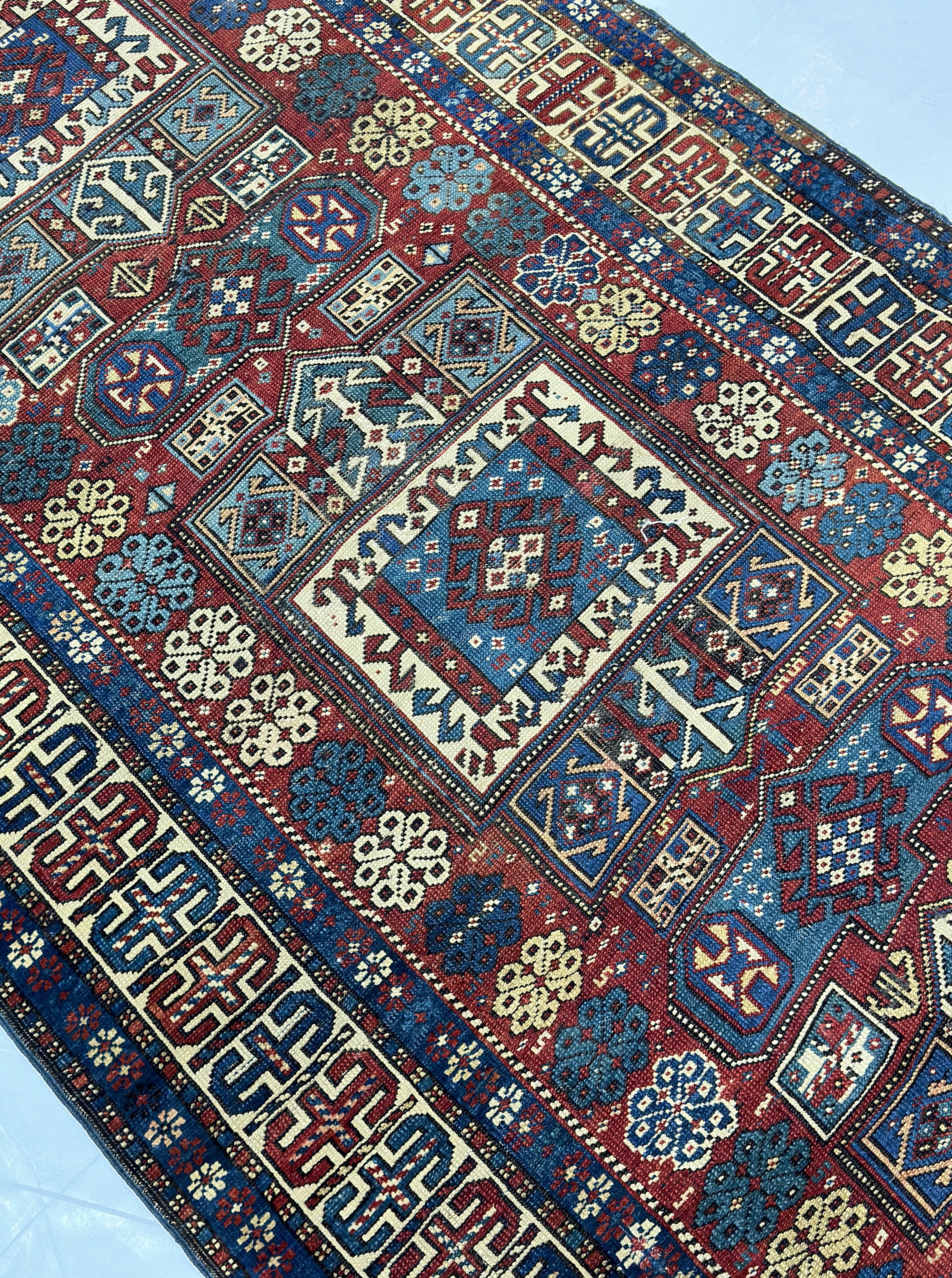Antique Caucasian Kuba Rug 3' 7'' x 7' 7"