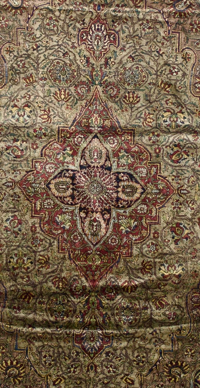 Extremely Fine Antique Silk Mohtasham Kashan Woven by a master weaver Rug 4'7" x 7' 2"