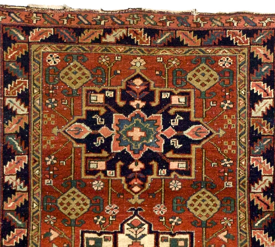 Fine Antique Heriz Karajeh Rug 3' 4" x 4' 2"