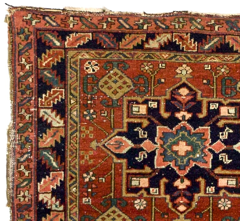 Fine Antique Heriz Karajeh Rug 3' 4" x 4' 2"