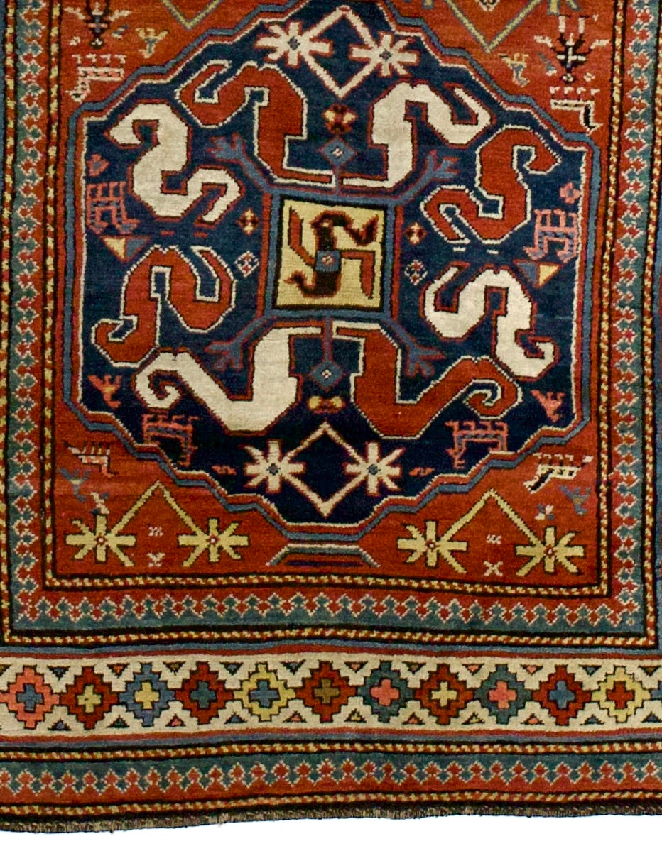 Antique Cloudband Kazak Rug 4' 2" x 7' 4"