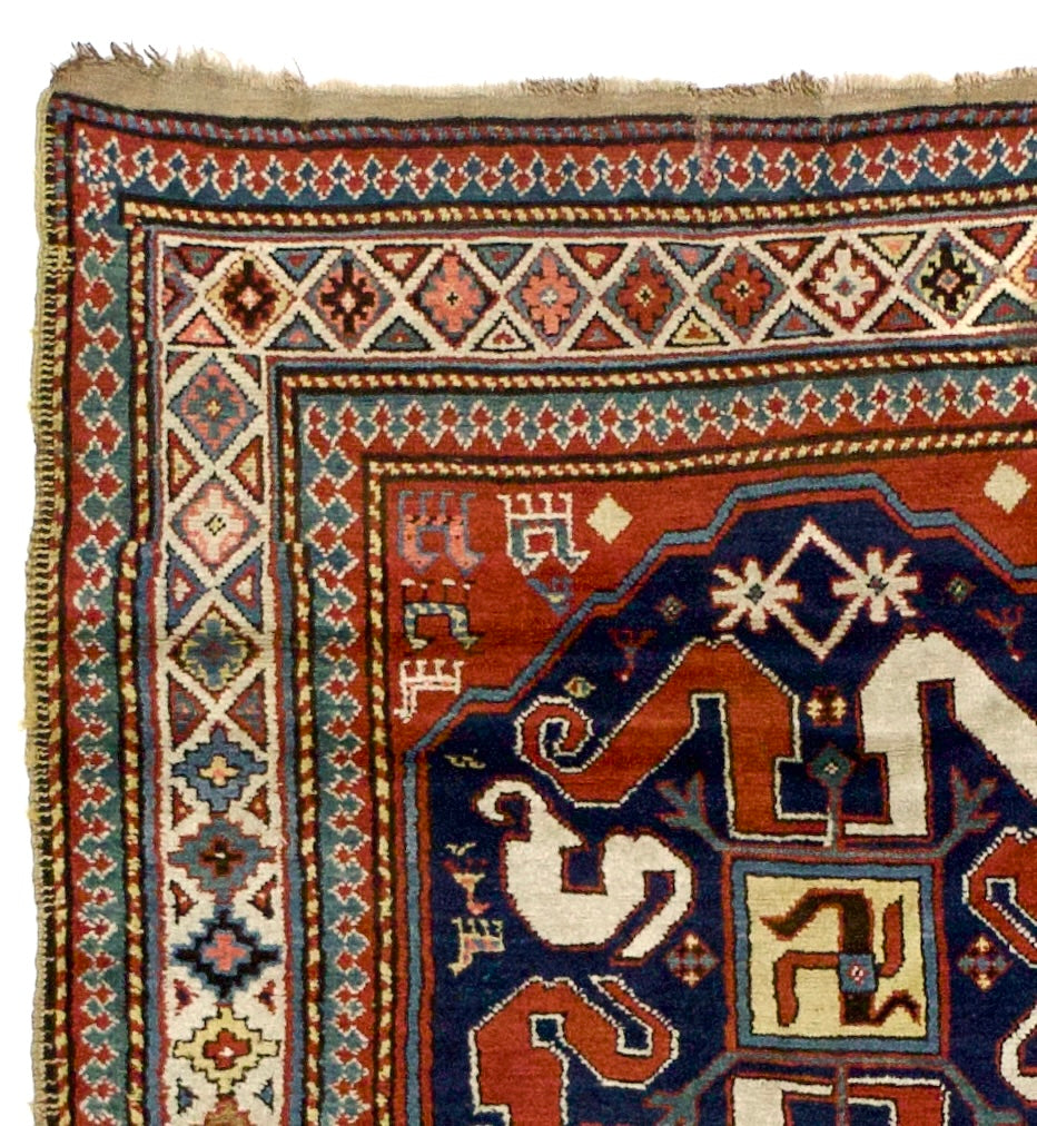 Antique Cloudband Kazak Rug 4' 2" x 7' 4"