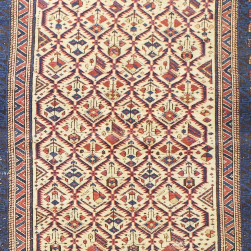 Antique Caucasian Kuba Rug 3'5" x 4' 0"