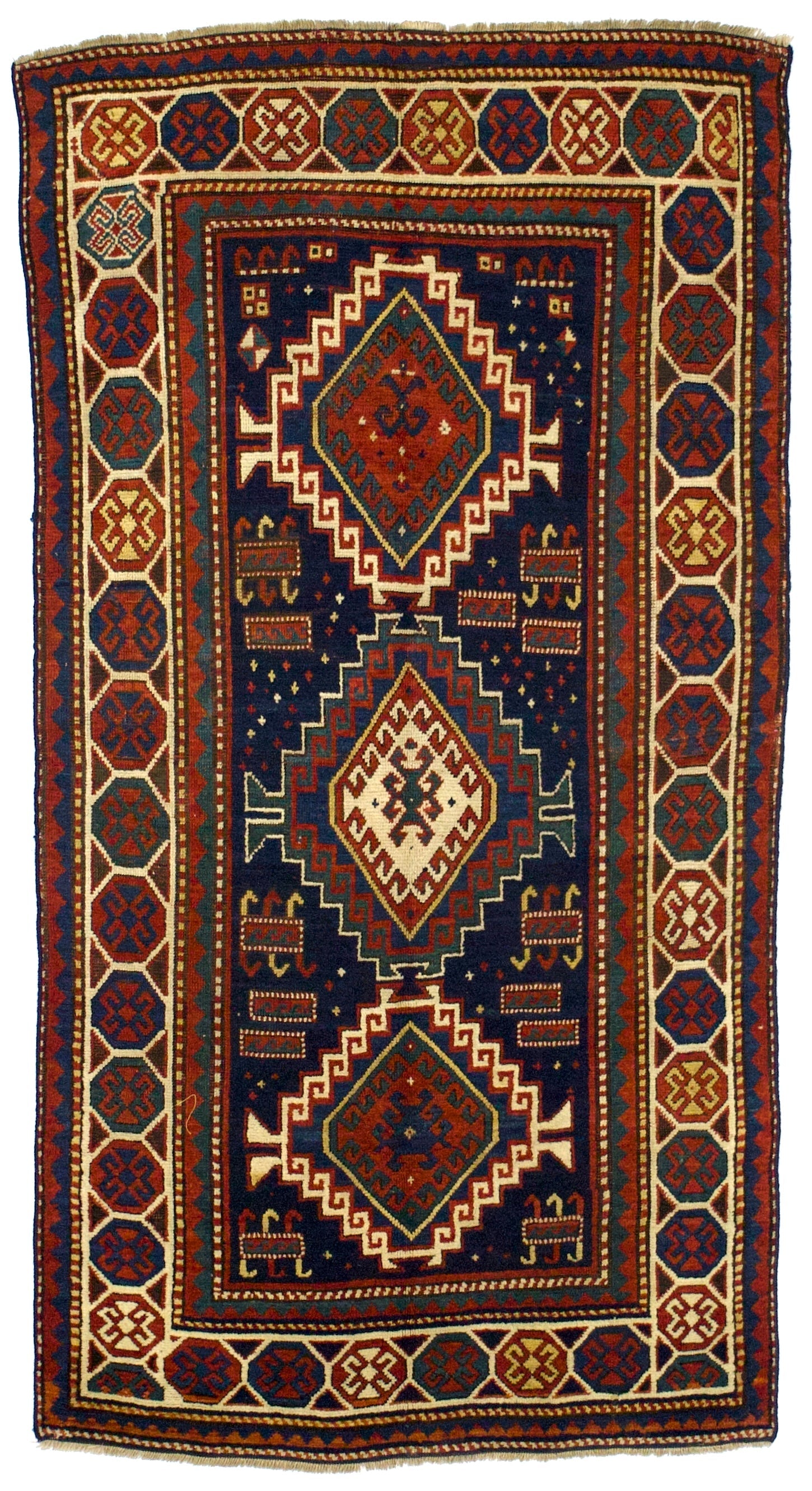 Antique Caucasian Kazak Rug 4' 2" x 7' 8''