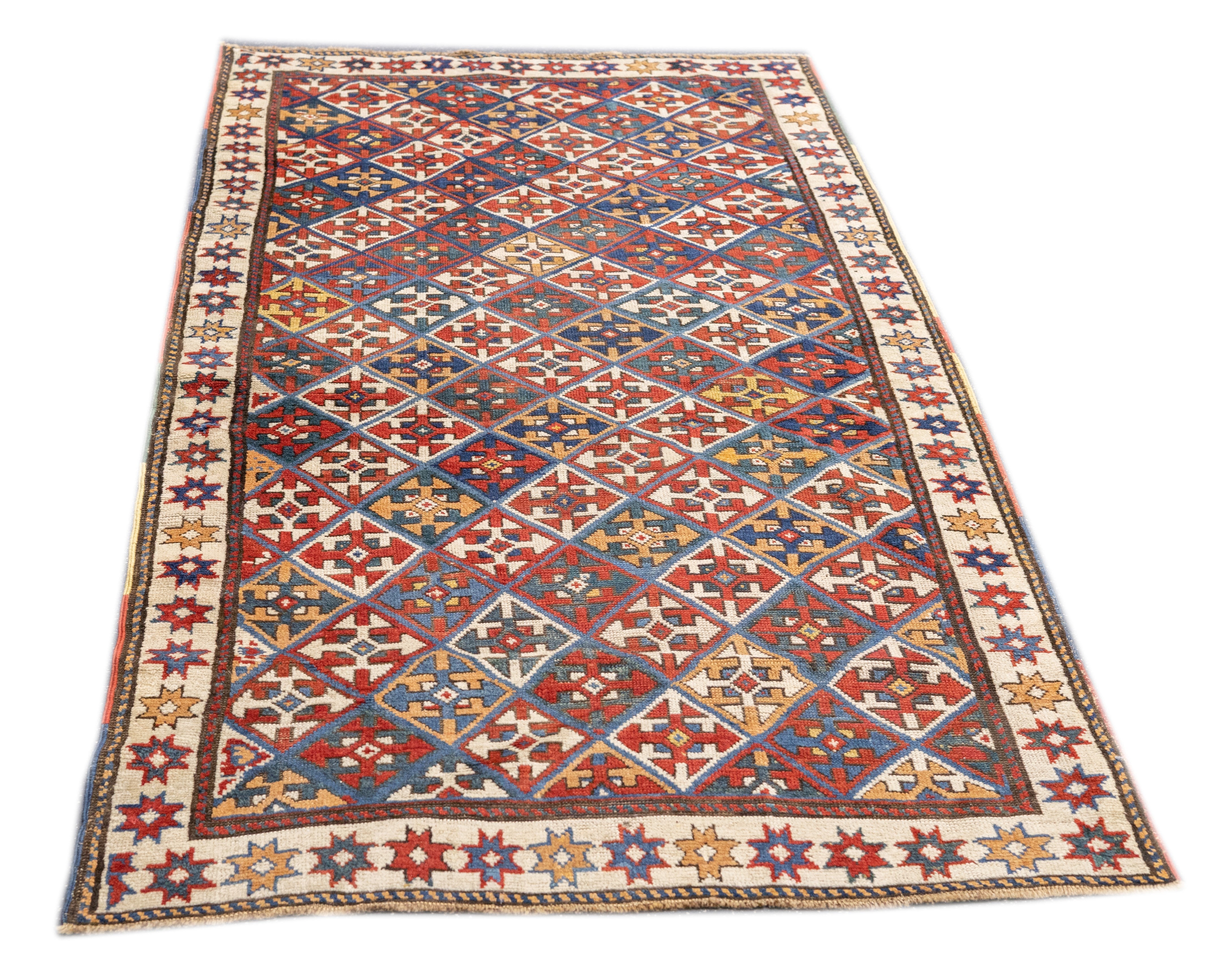 Antique Caucasian Kazak Rug 3'9'' x 7'2''