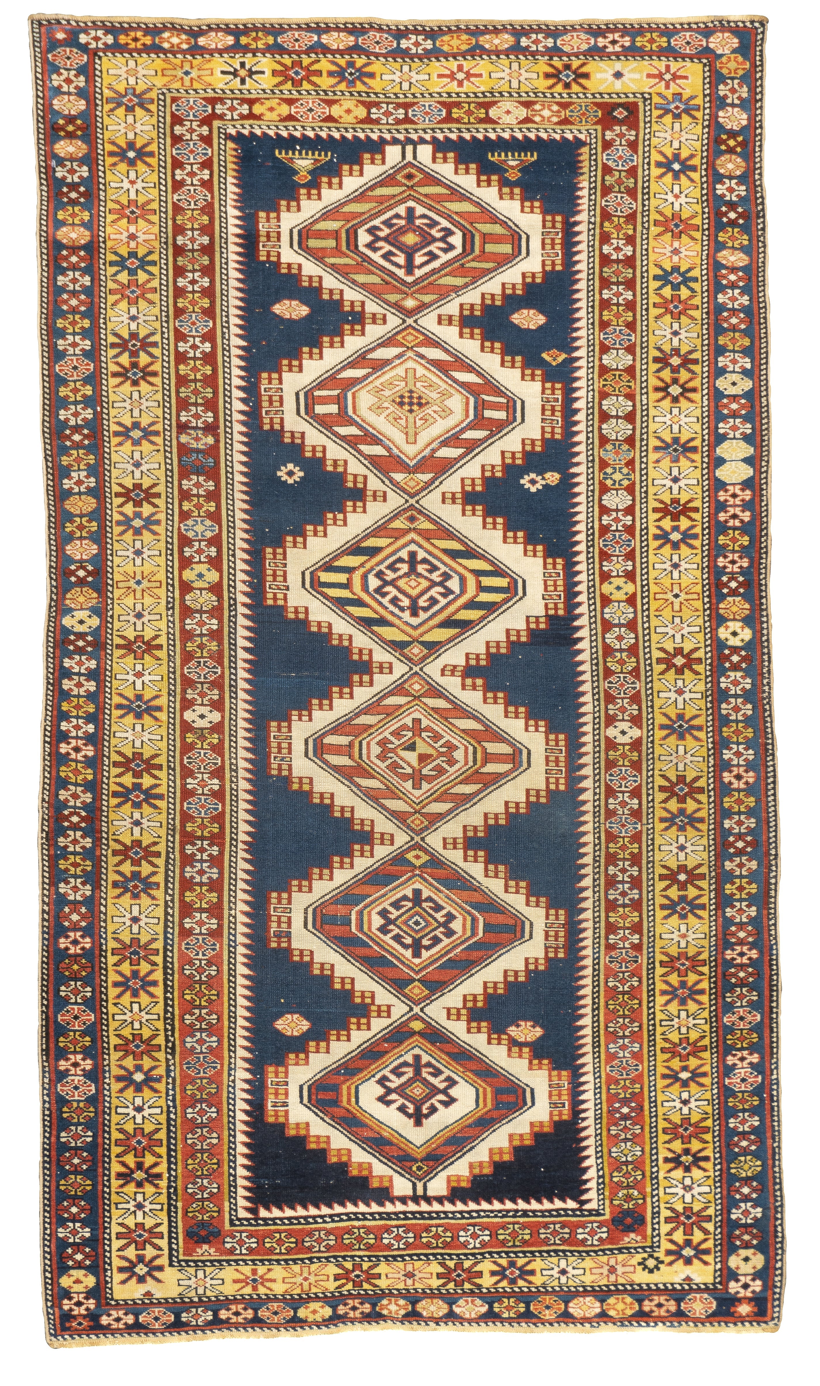 Antique Kuba Shriven Rug 3' 4" x 4' 11"