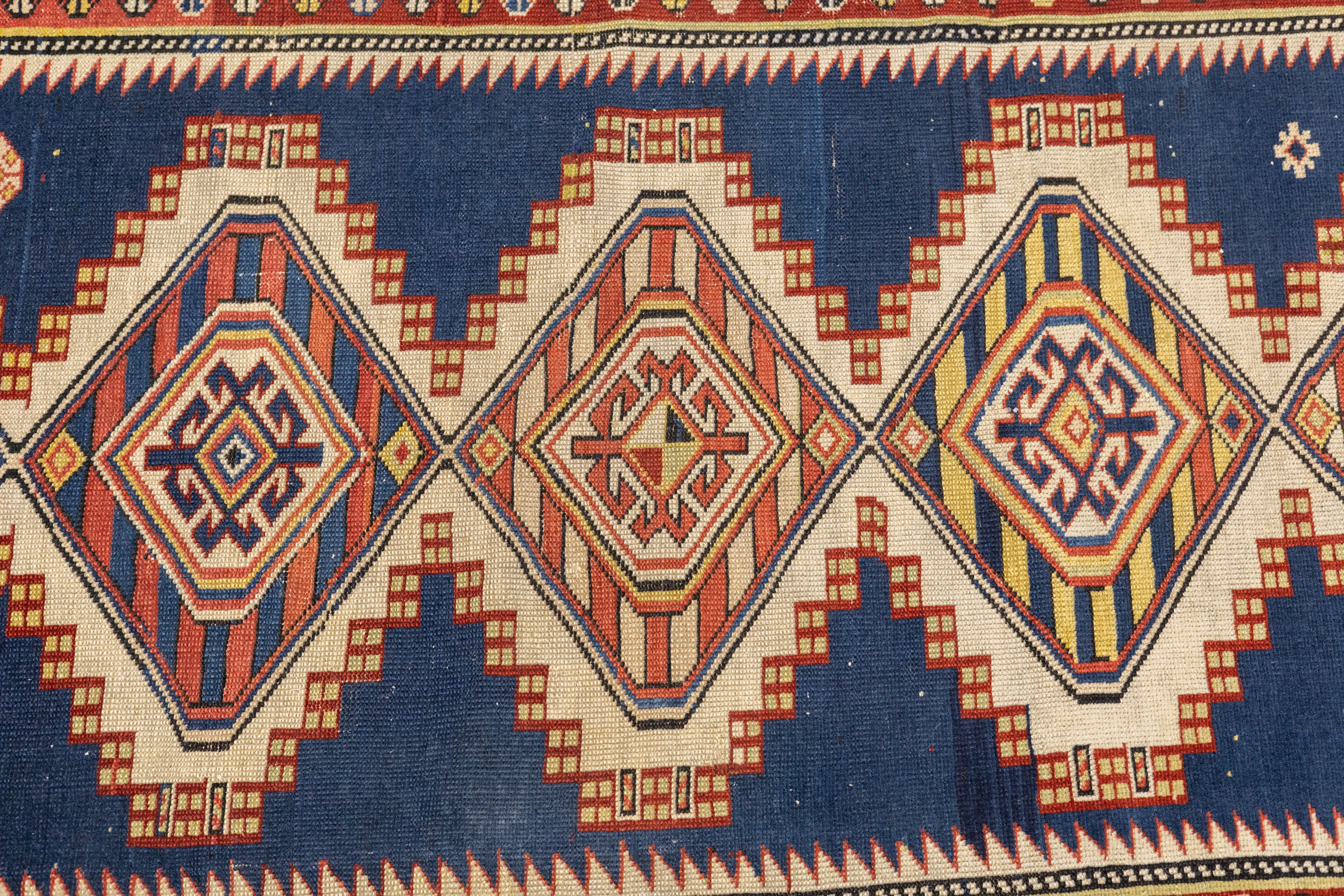 Antique Kuba Shriven Rug 3' 4" x 4' 11"