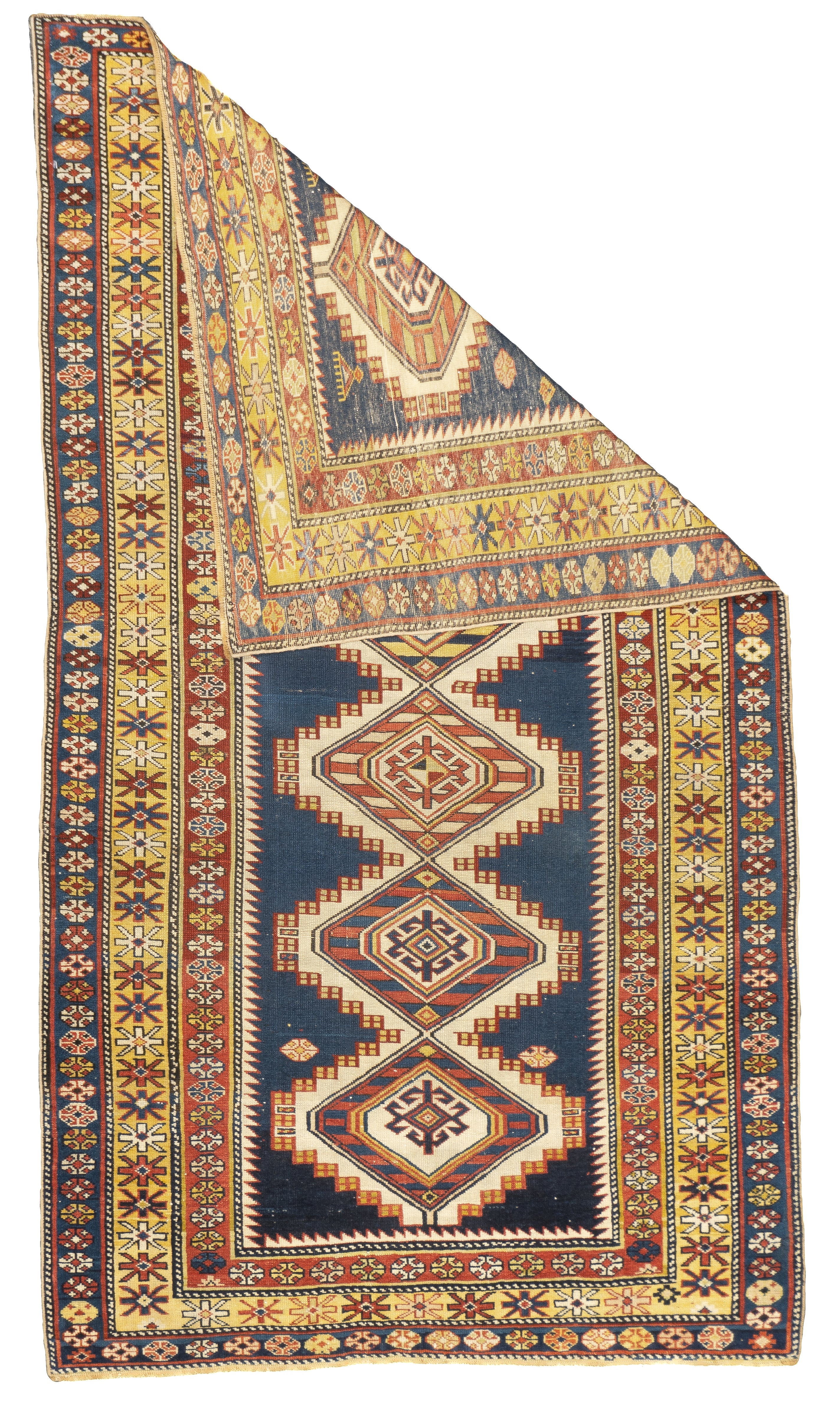 Antique Kuba Shriven Rug 3' 4" x 4' 11"