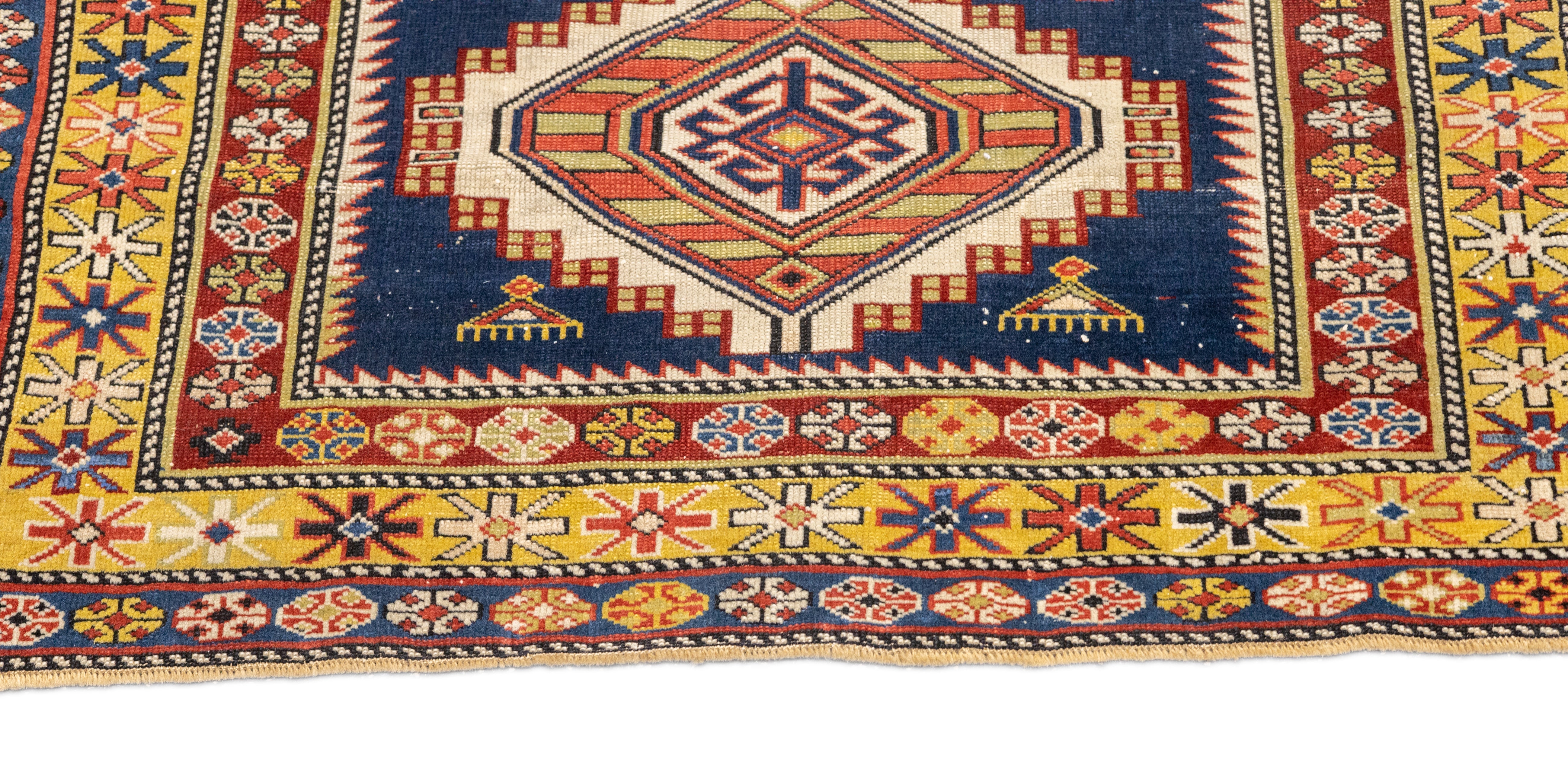 Antique Kuba Shriven Rug 3' 4" x 4' 11"