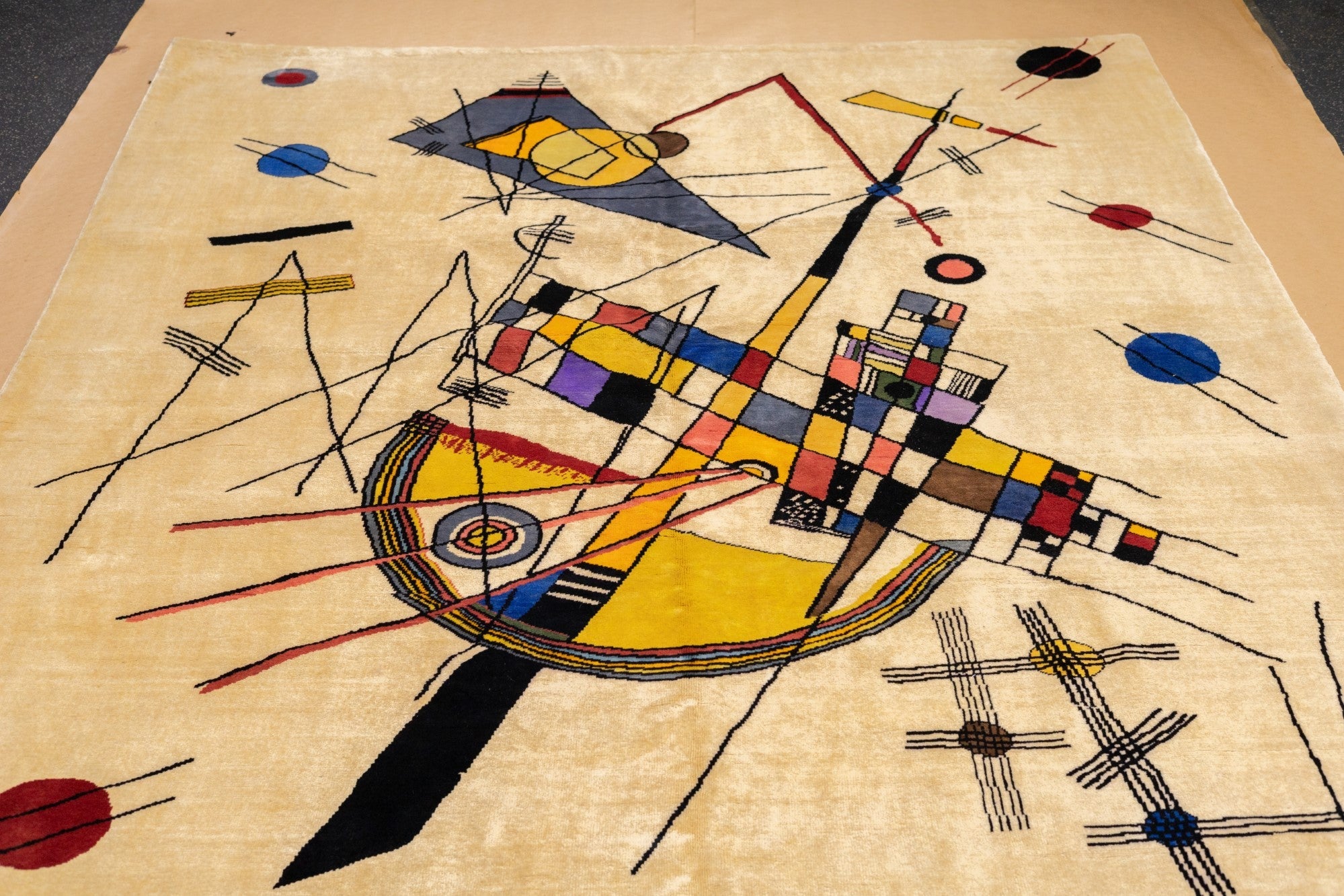 Mid Century Harmony in Abstraction Rug Designed by Wassily Kandinsky 6'7'' x 8'1''