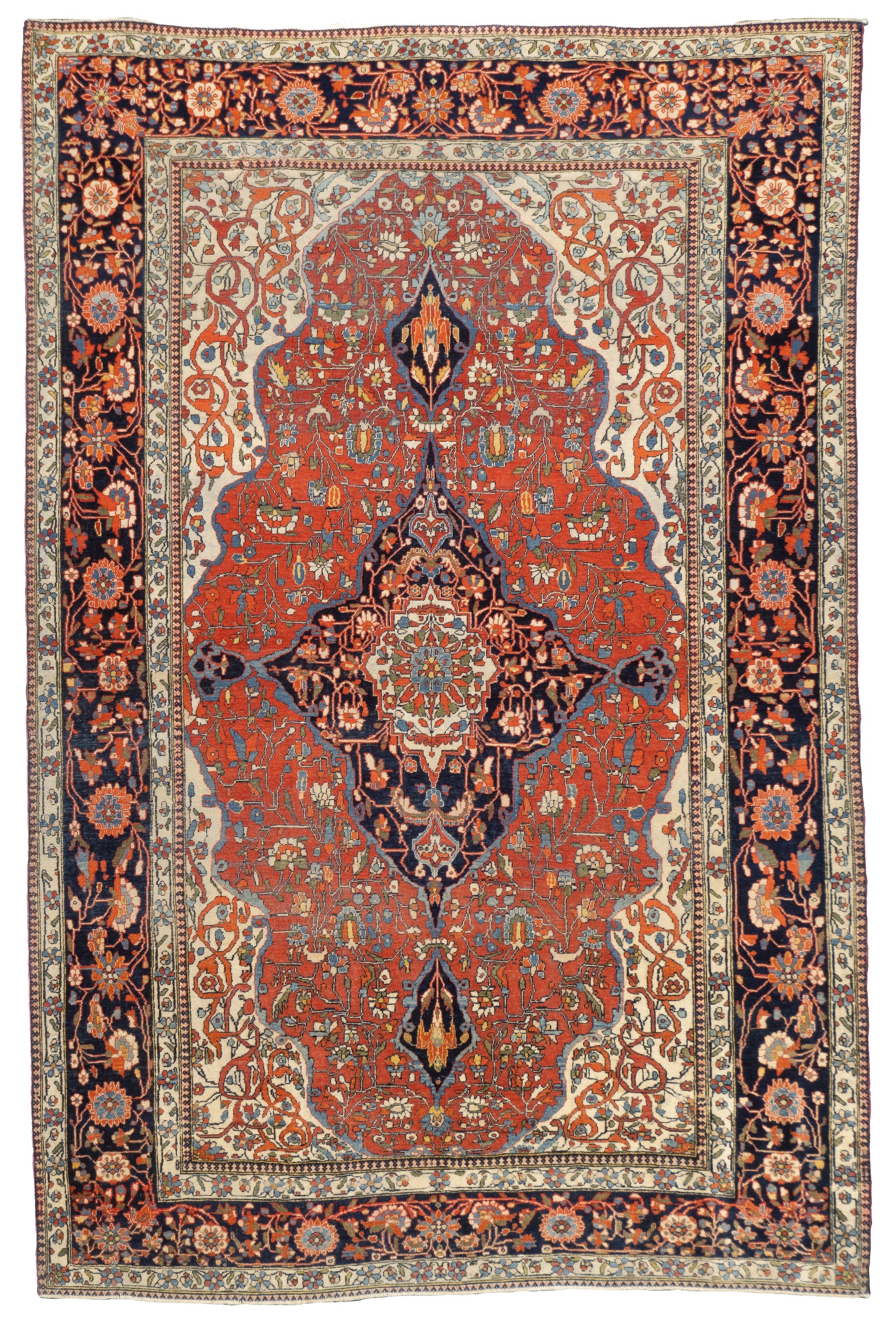 Antique Mohtasham Kashan Rug 4' 3" x 6' 5"
