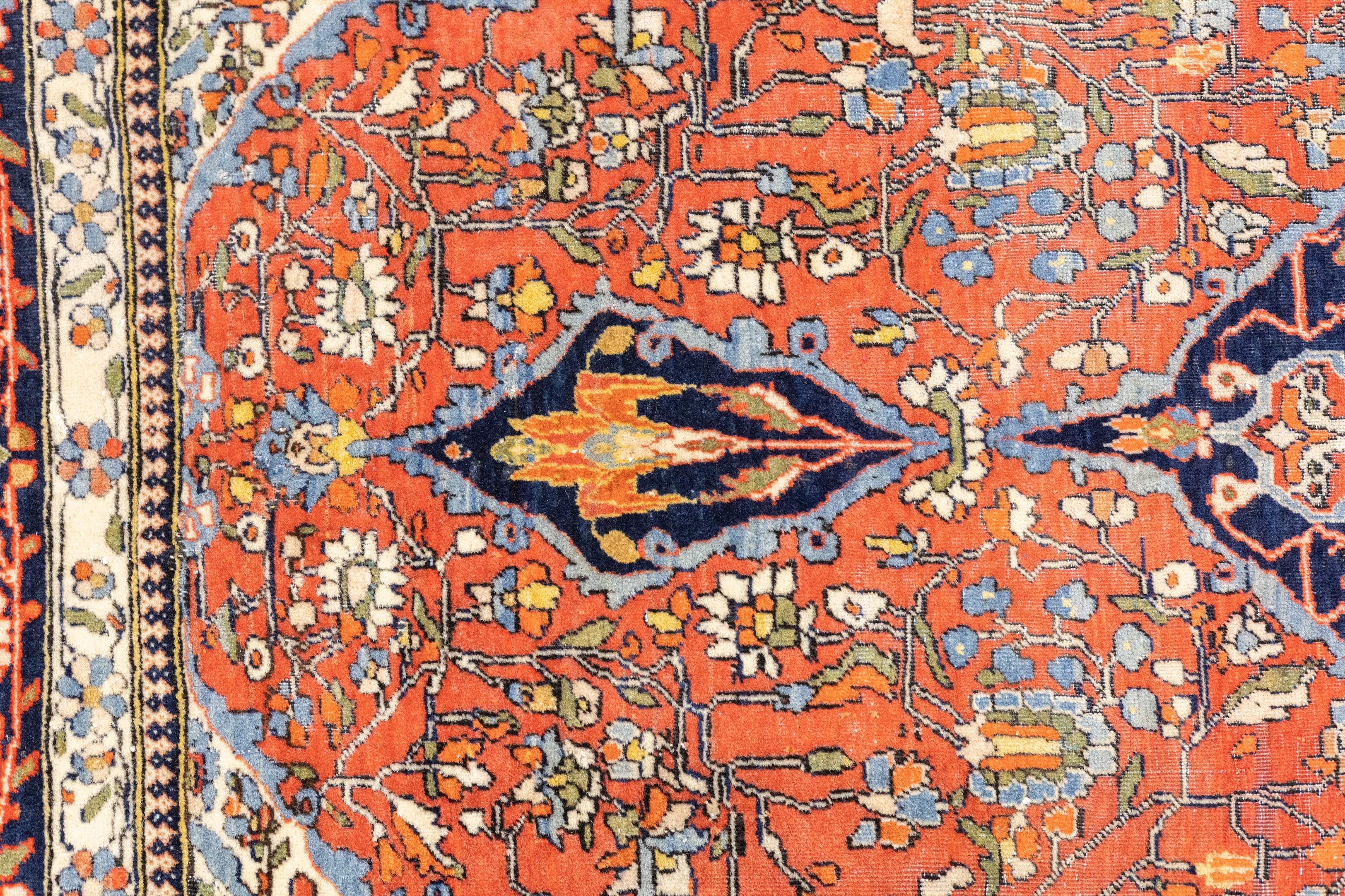 Antique Mohtasham Kashan Rug 4' 3" x 6' 5"