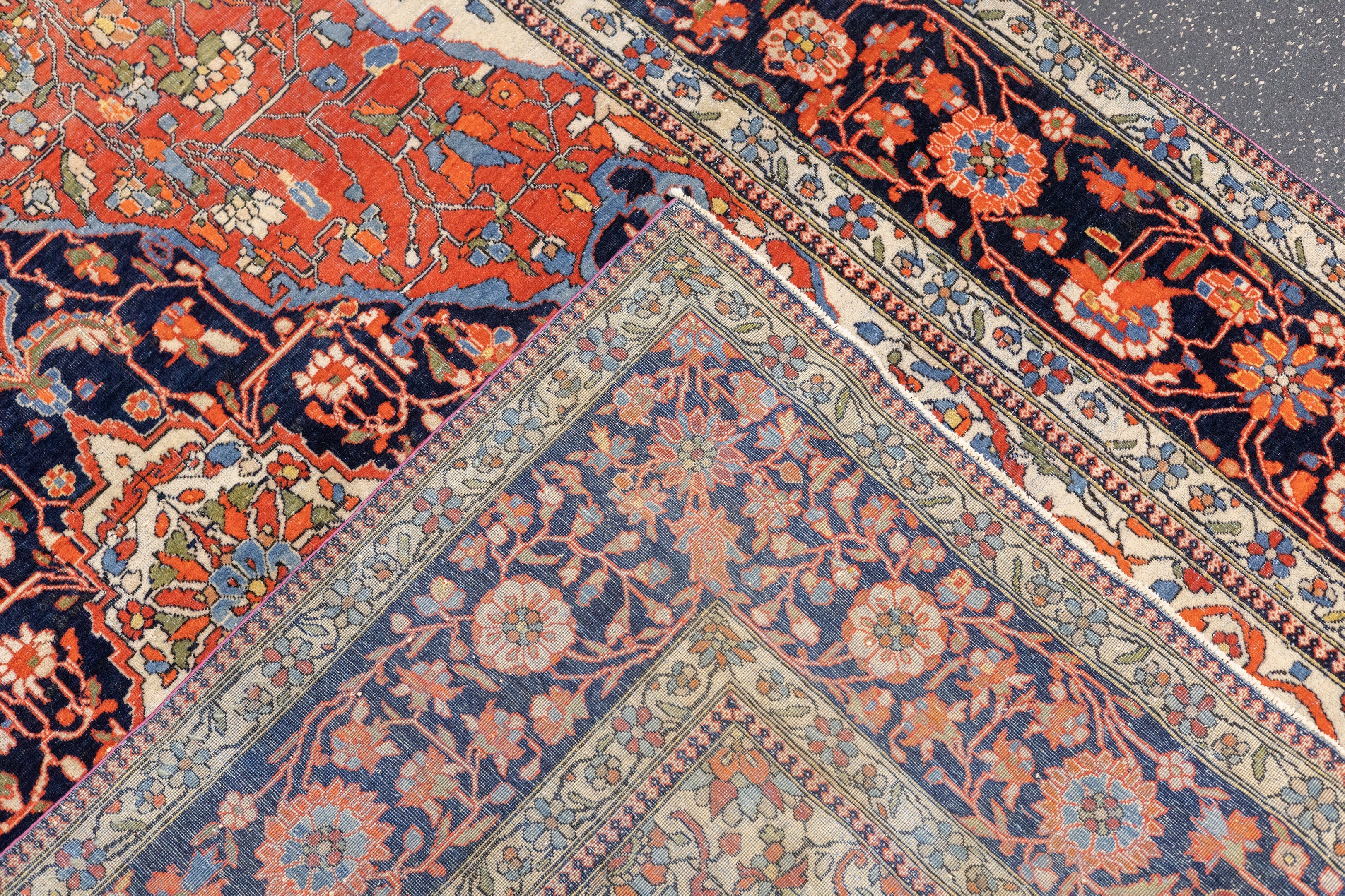 Antique Mohtasham Kashan Rug 4' 3" x 6' 5"