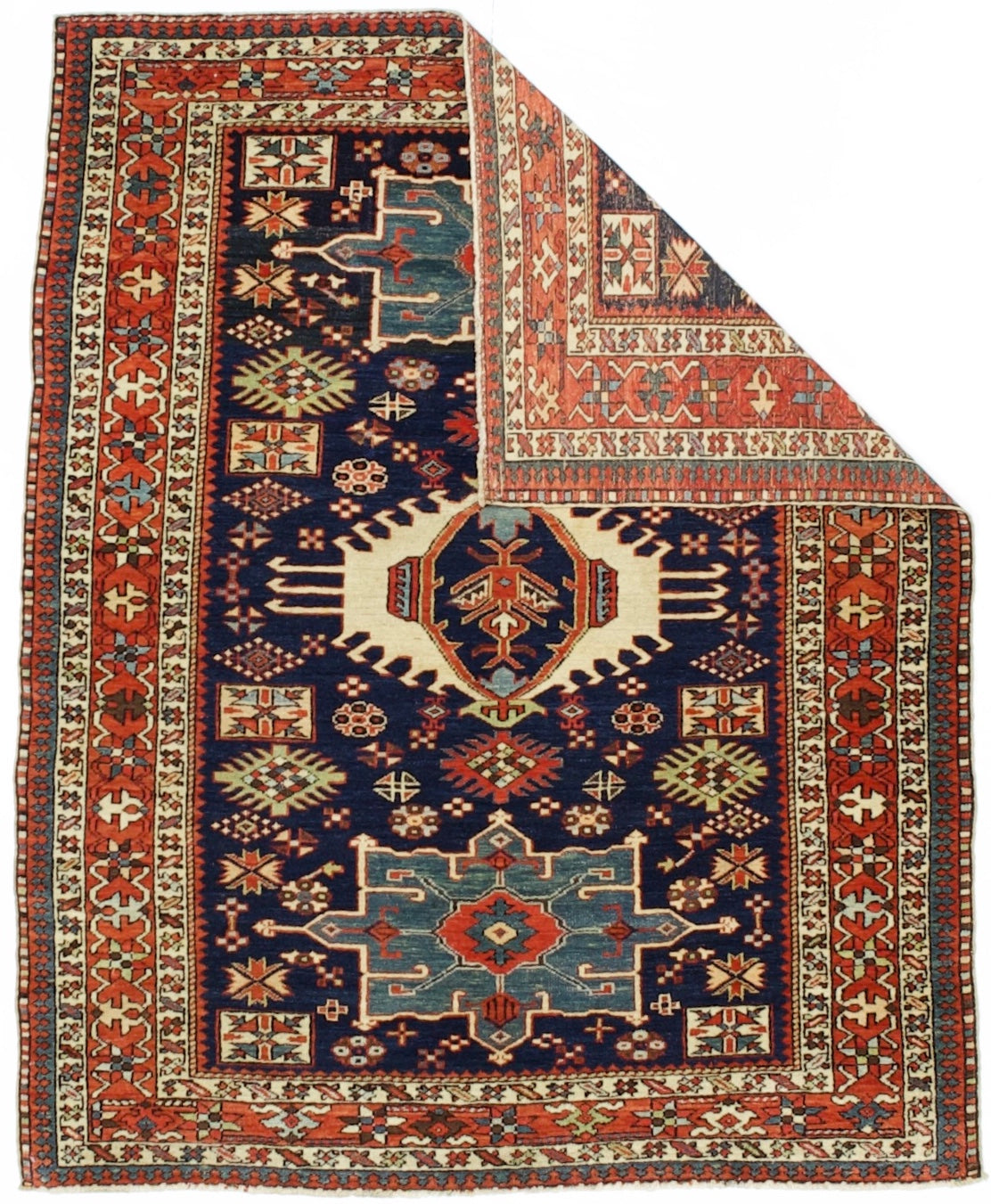 Fine Antique Karajeh Heriz Rug 4'7" x 5' 10''