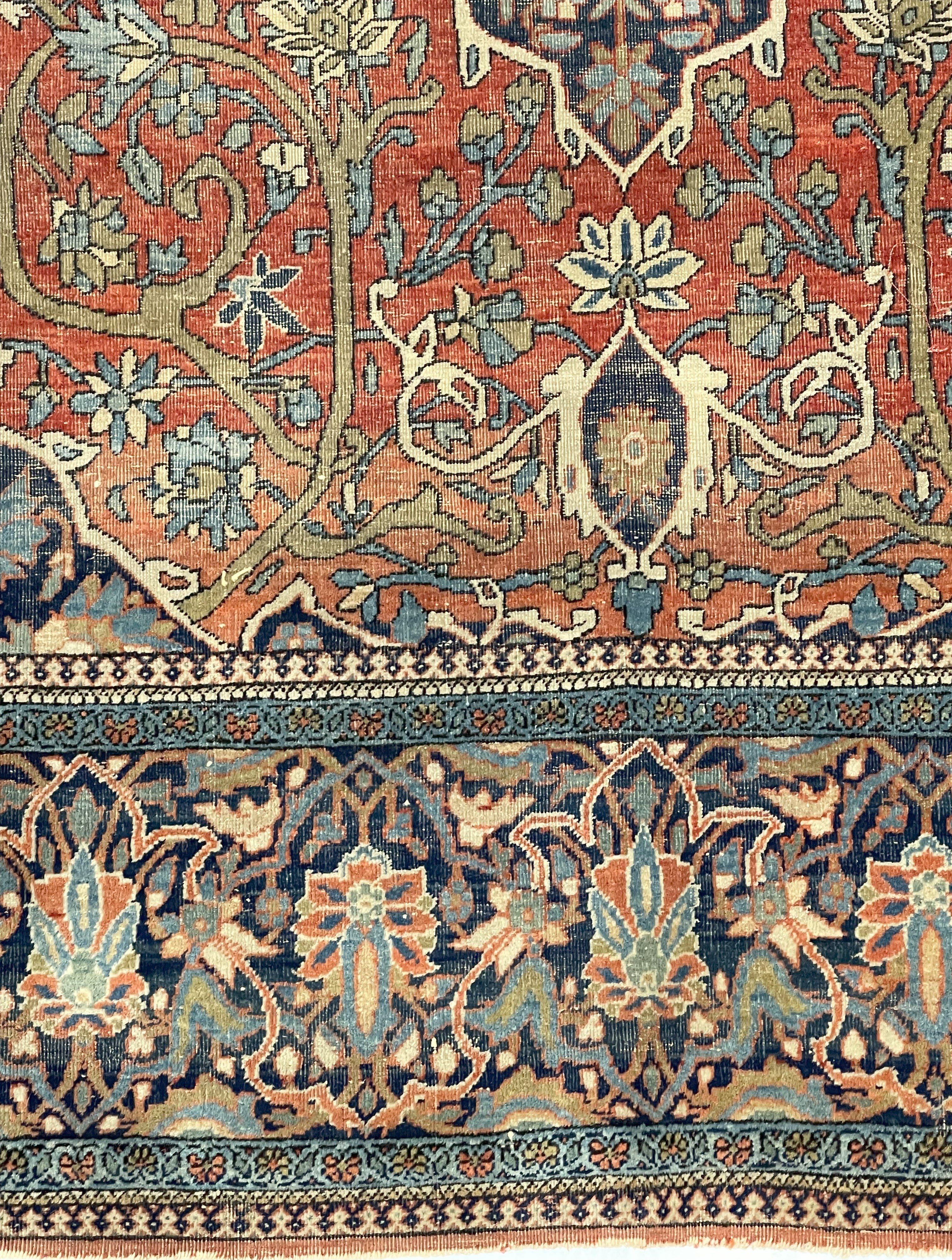 Antique Mohtasham Kashan Rug 4'4" x 6' 9"