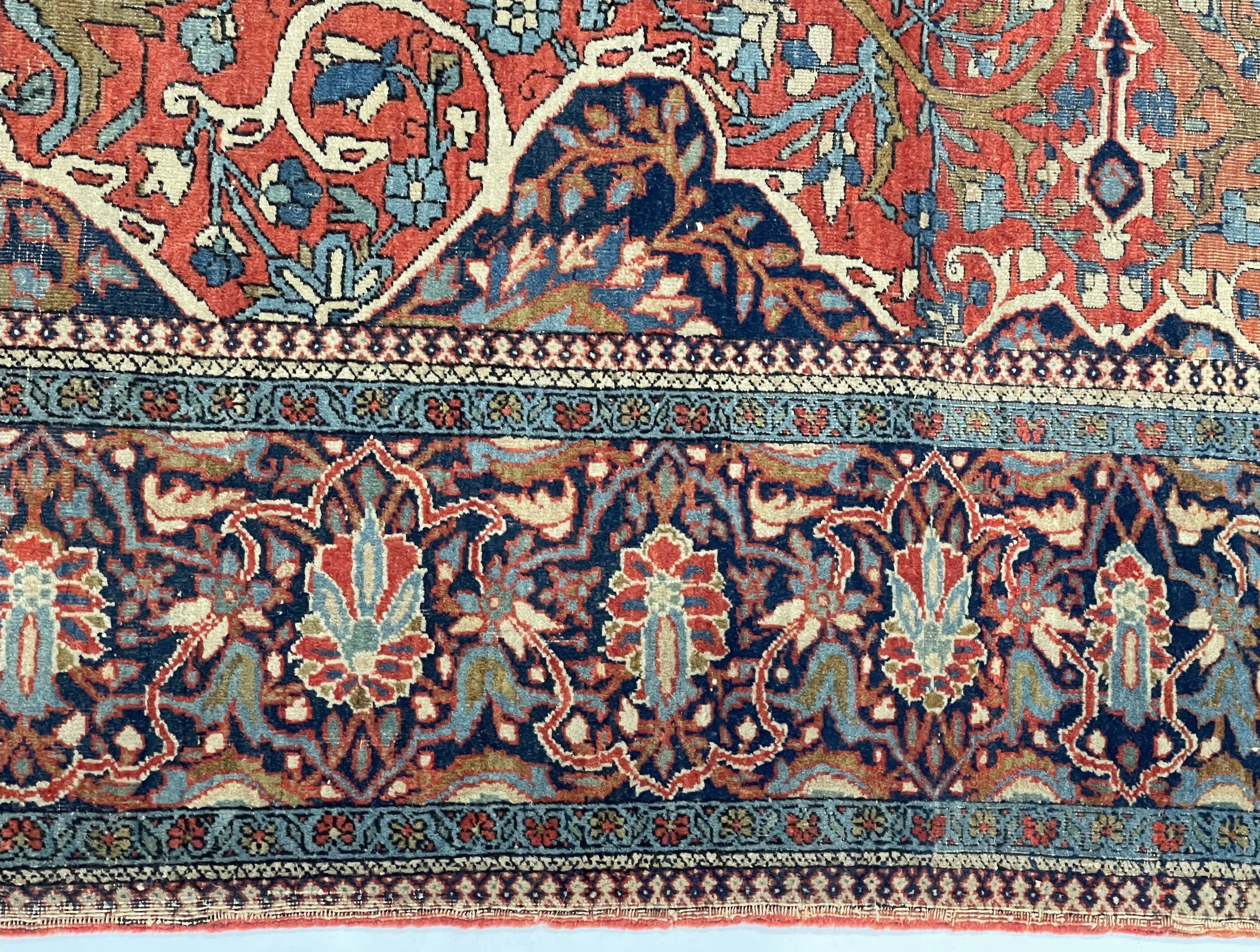 Antique Mohtasham Kashan Rug 4'4" x 6' 9"