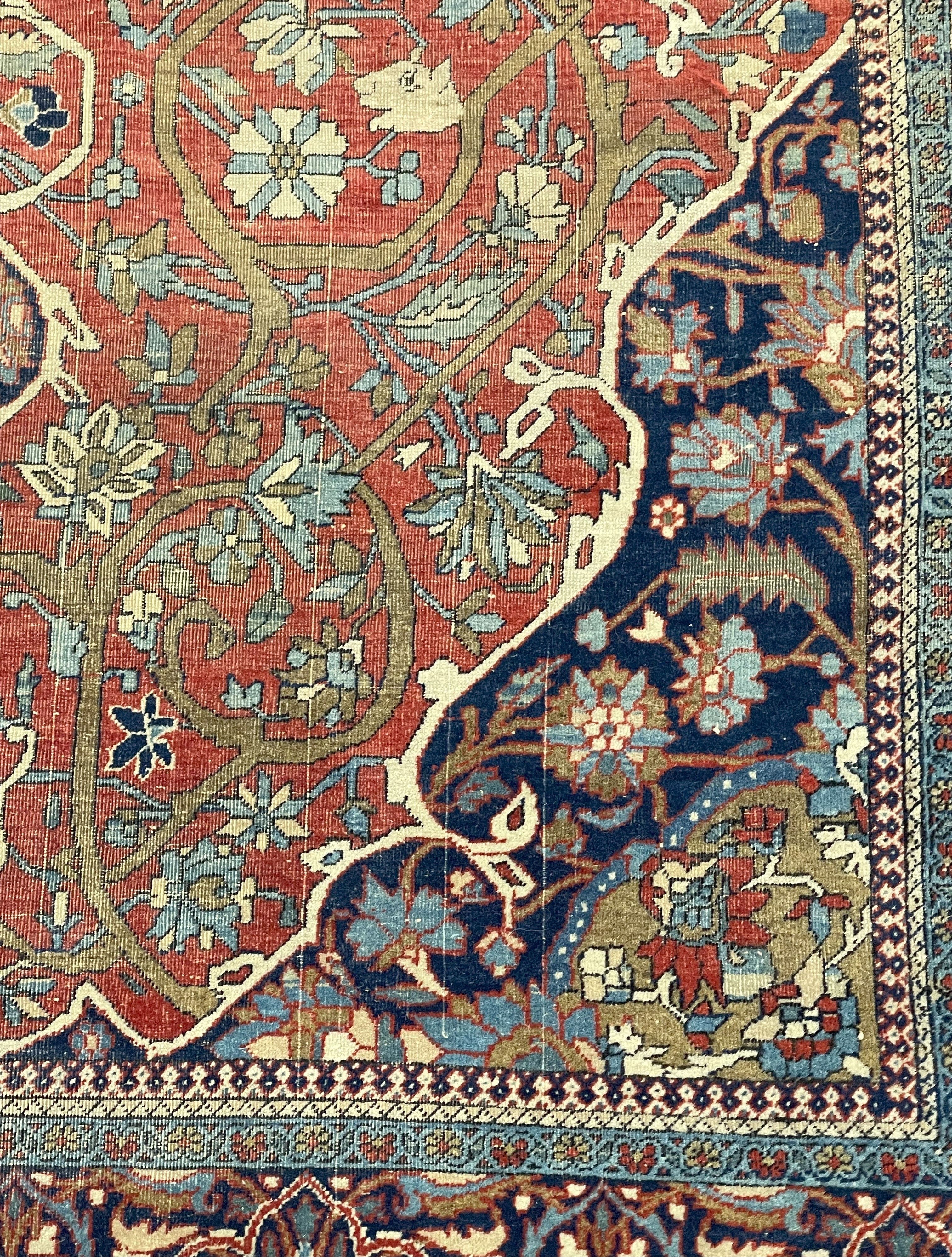 Antique Mohtasham Kashan Rug 4'4" x 6' 9"