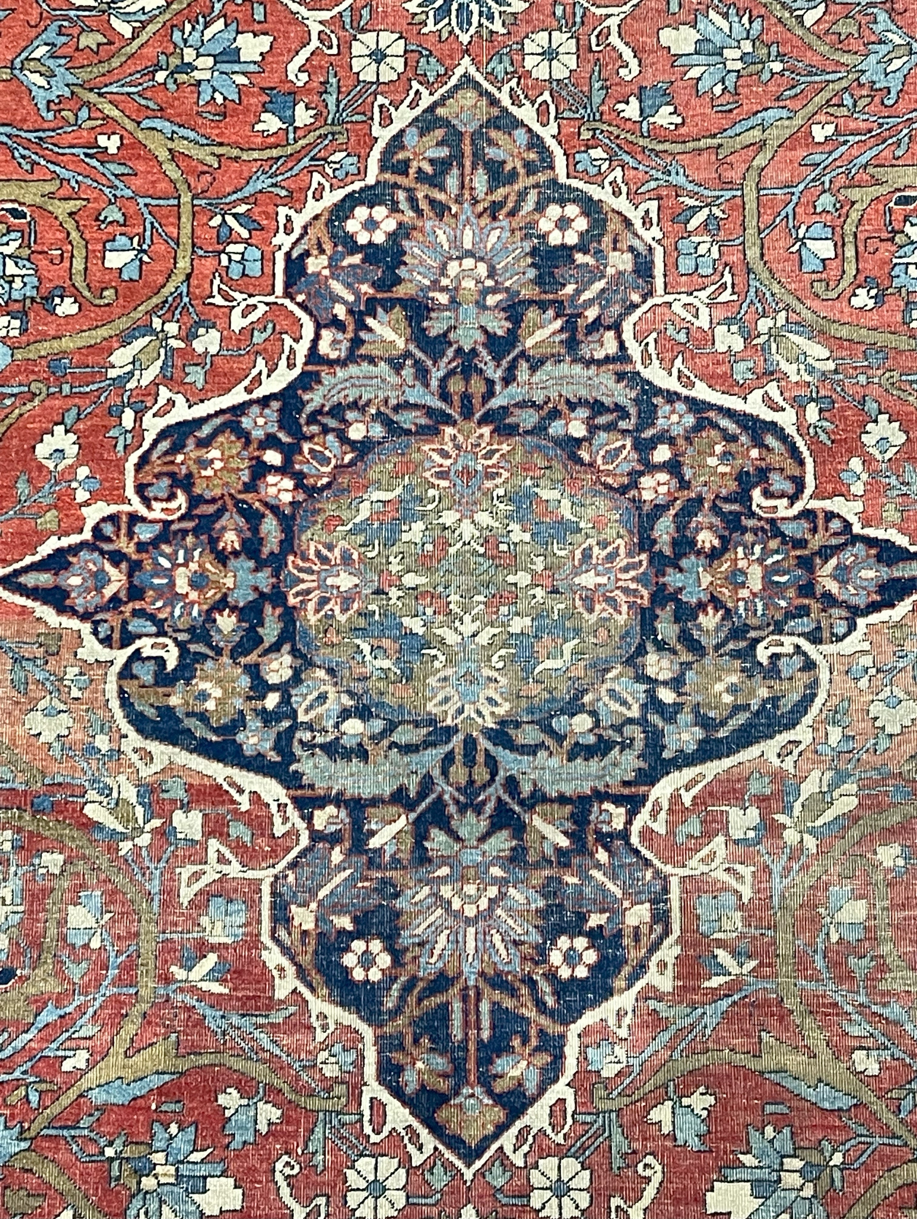 Antique Mohtasham Kashan Rug 4'4" x 6' 9"