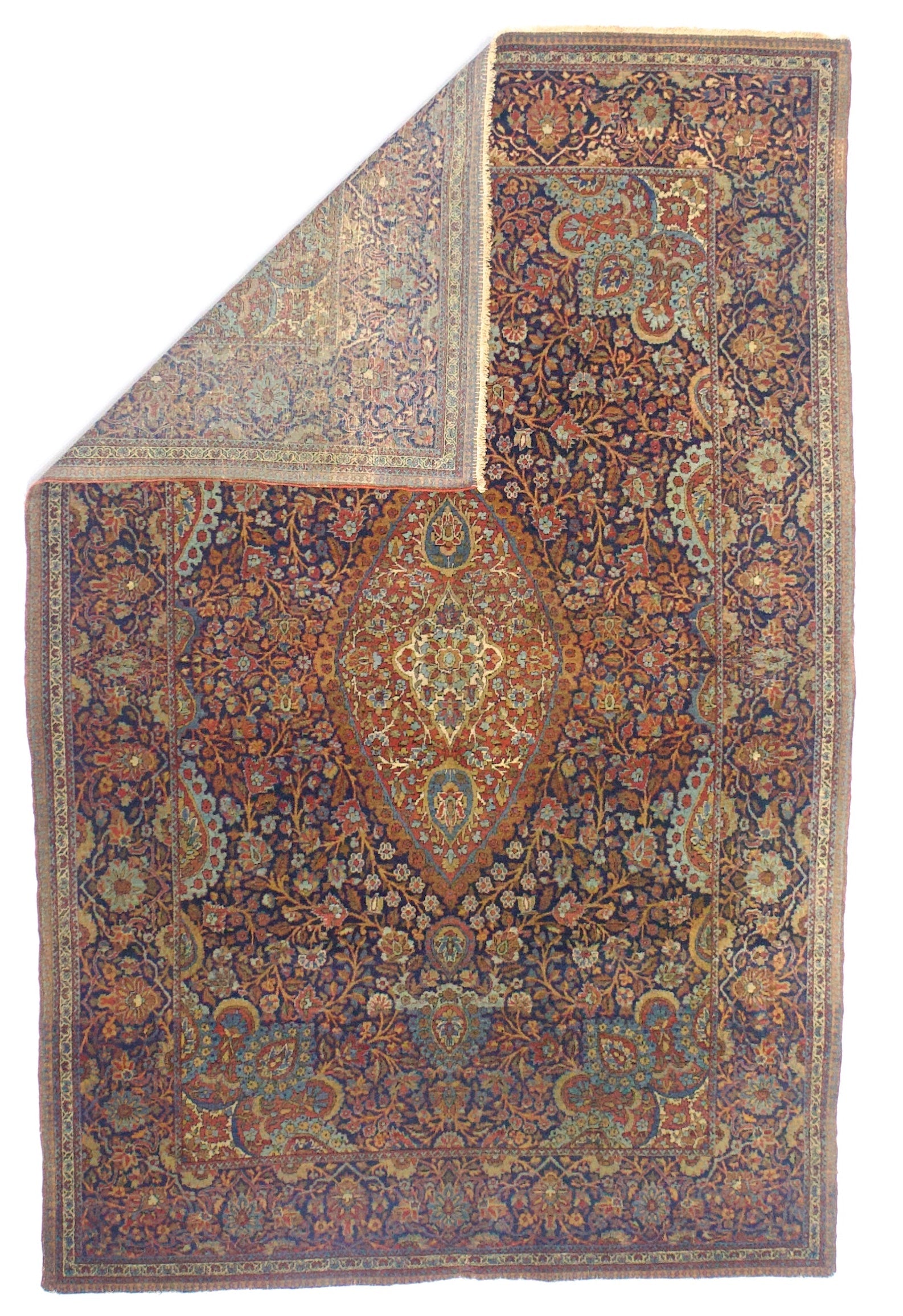 Antique Dabir Kashan Rug 4' 4" x 6' 6"