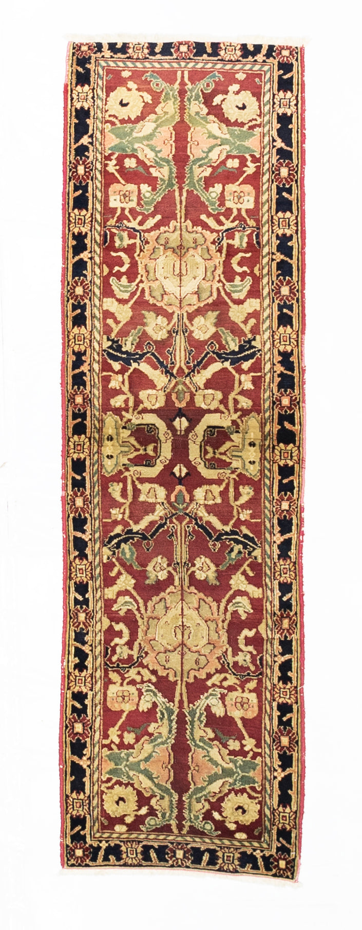 Fine Vintage Indian Agra Short Wool Runner 2' 0" x 6' 11''