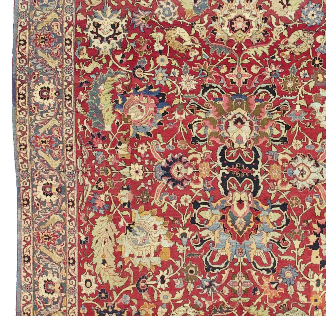 Fine Antique Tehran Wool Rug 6' 9" x 9' 5"