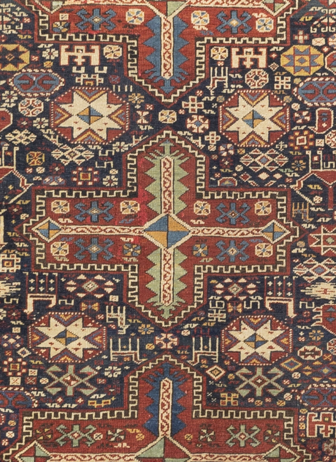 Antique Caucasian Karakashli Rug 3'4" x 4' 10"