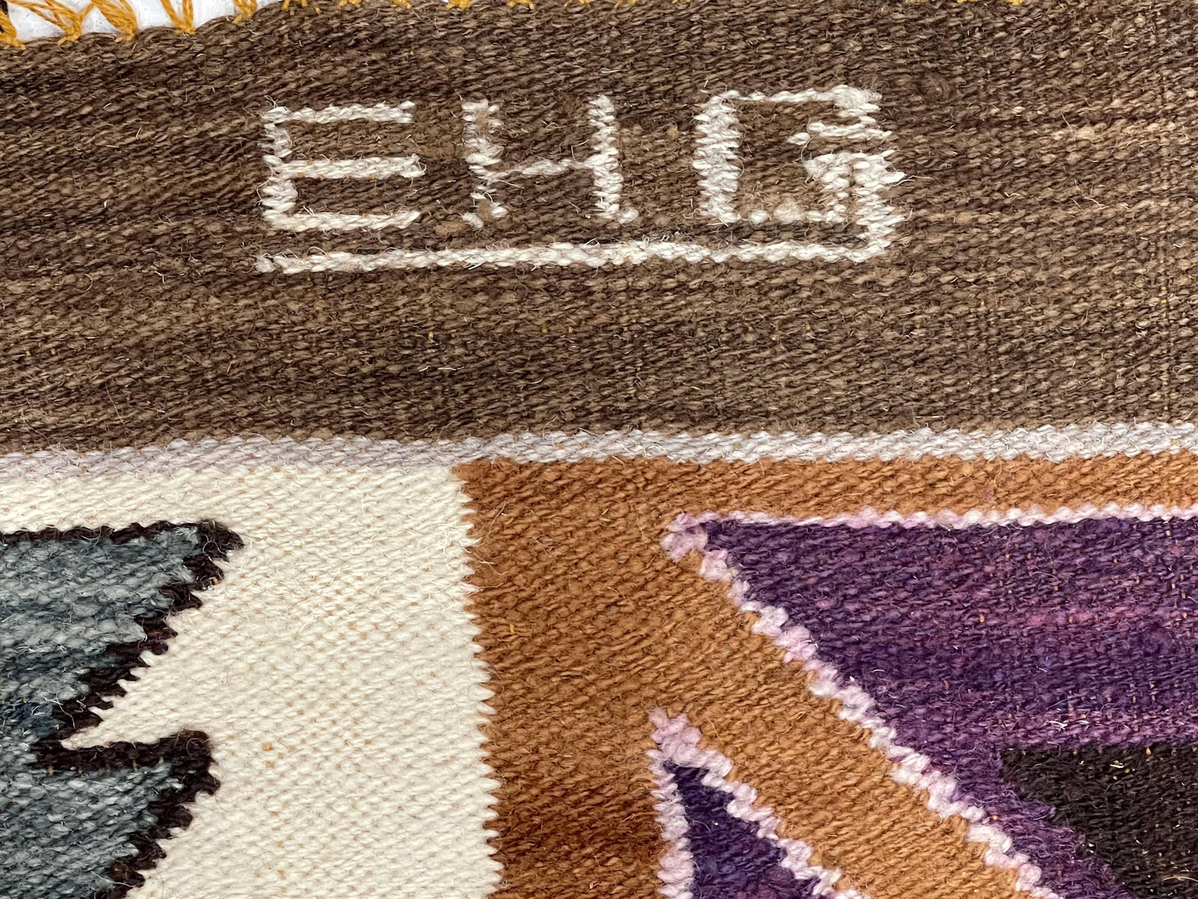 Fine Vintage Swedish Kilim Wool Rug 3'7" x 4' 10''